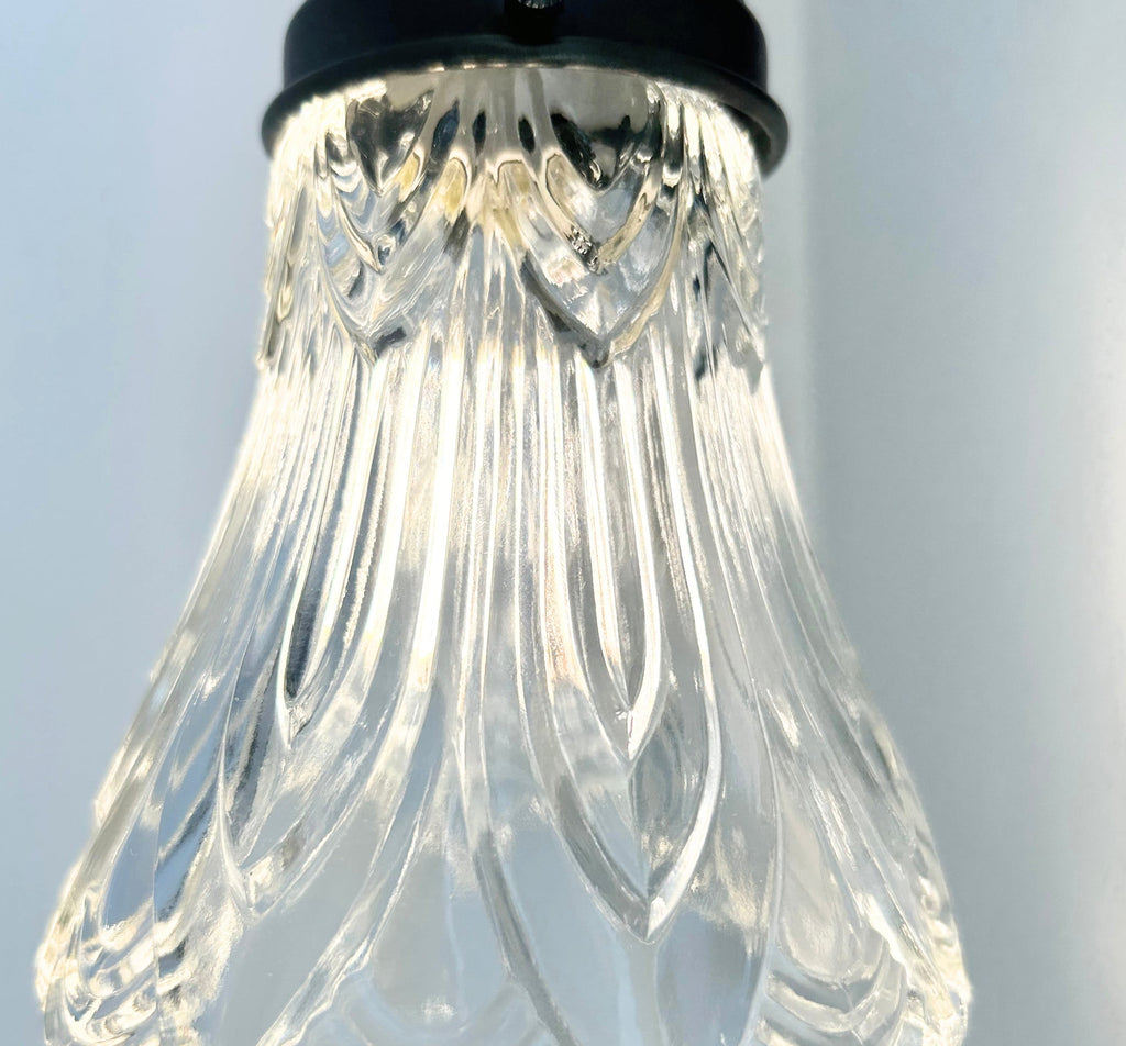 Art Deco Clear Pressed Glass Tulip Sconce