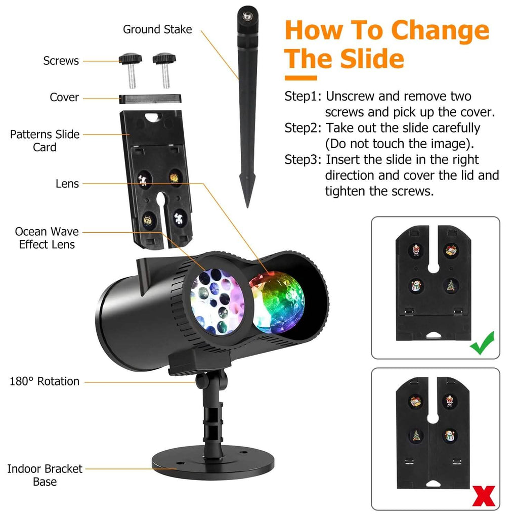 LED Projector Light w/ Timer & 12 Patterns