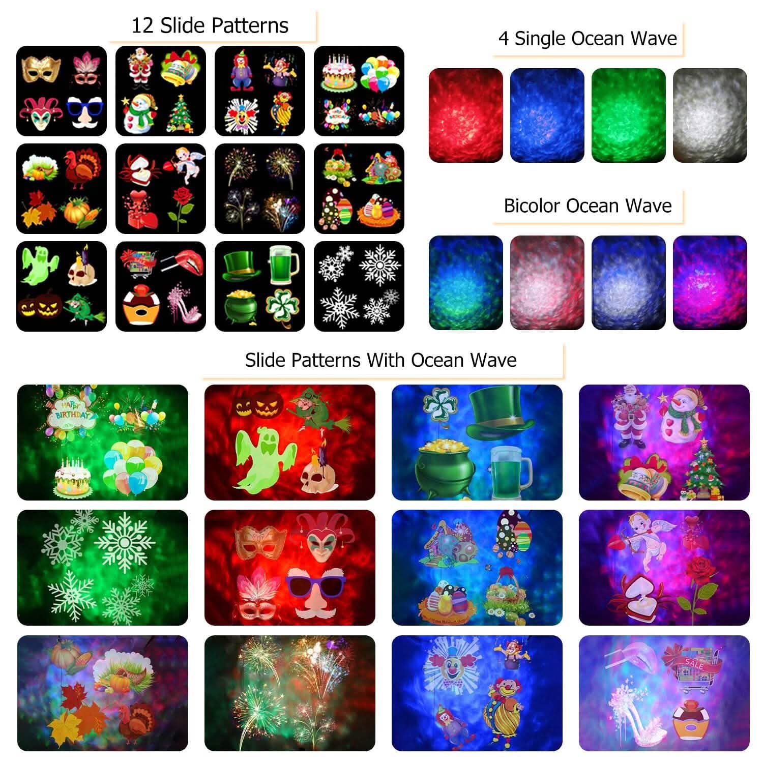 LED Projector Light w/ Timer & 12 Patterns