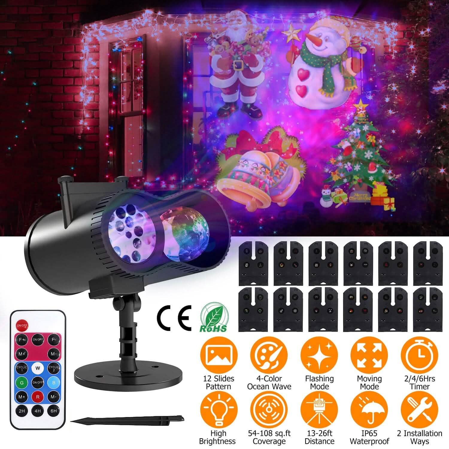 LED Projector Light w/ Timer & 12 Patterns