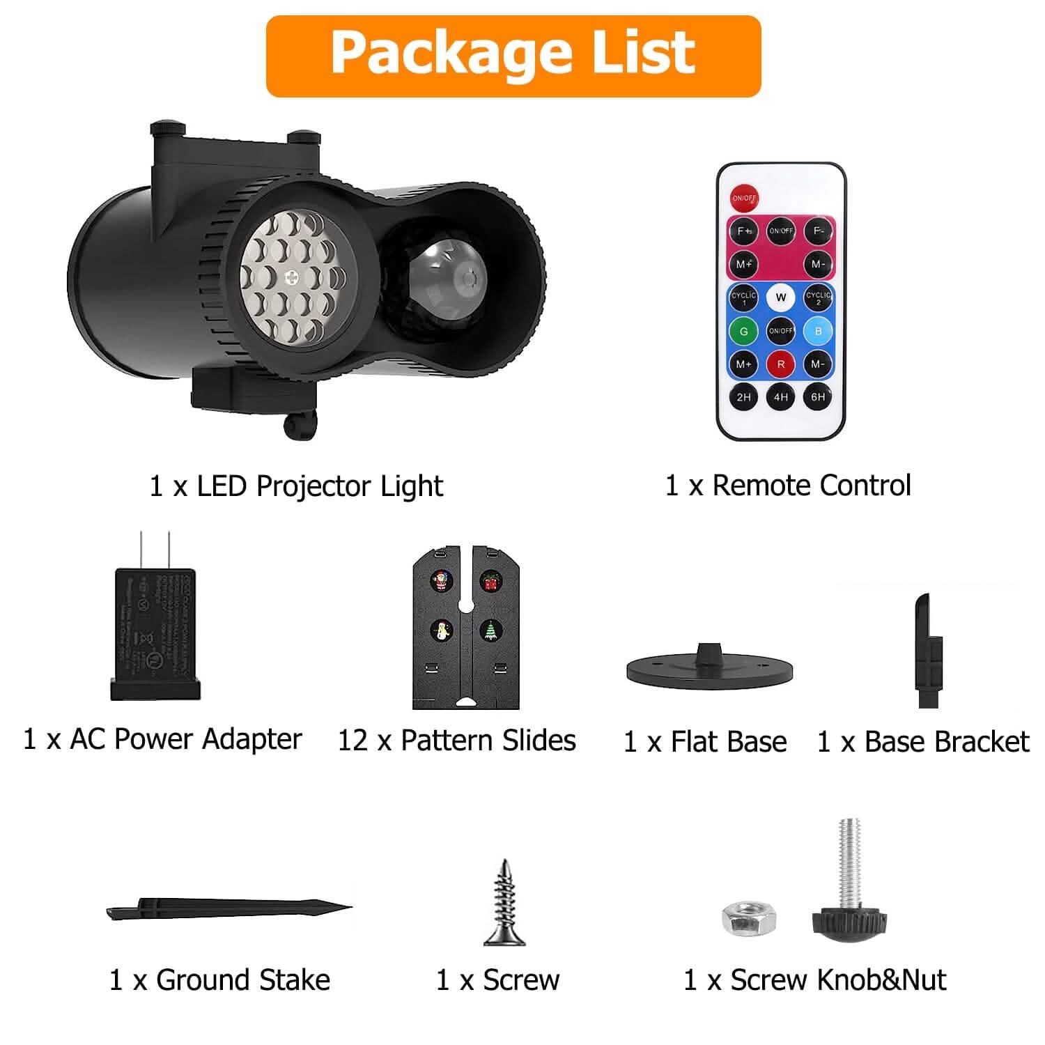 LED Projector Light w/ Timer & 12 Patterns