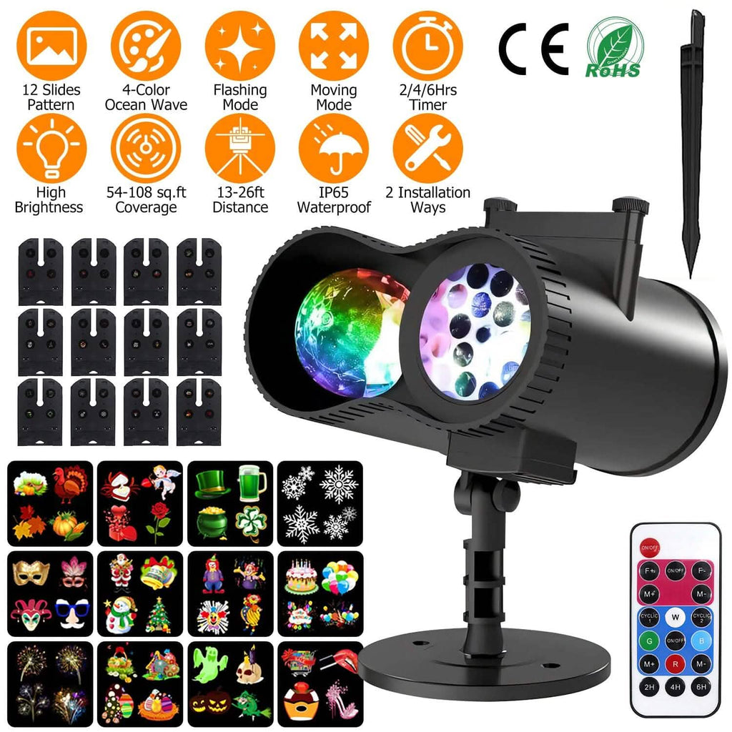 LED Projector Light w/ Timer & 12 Patterns