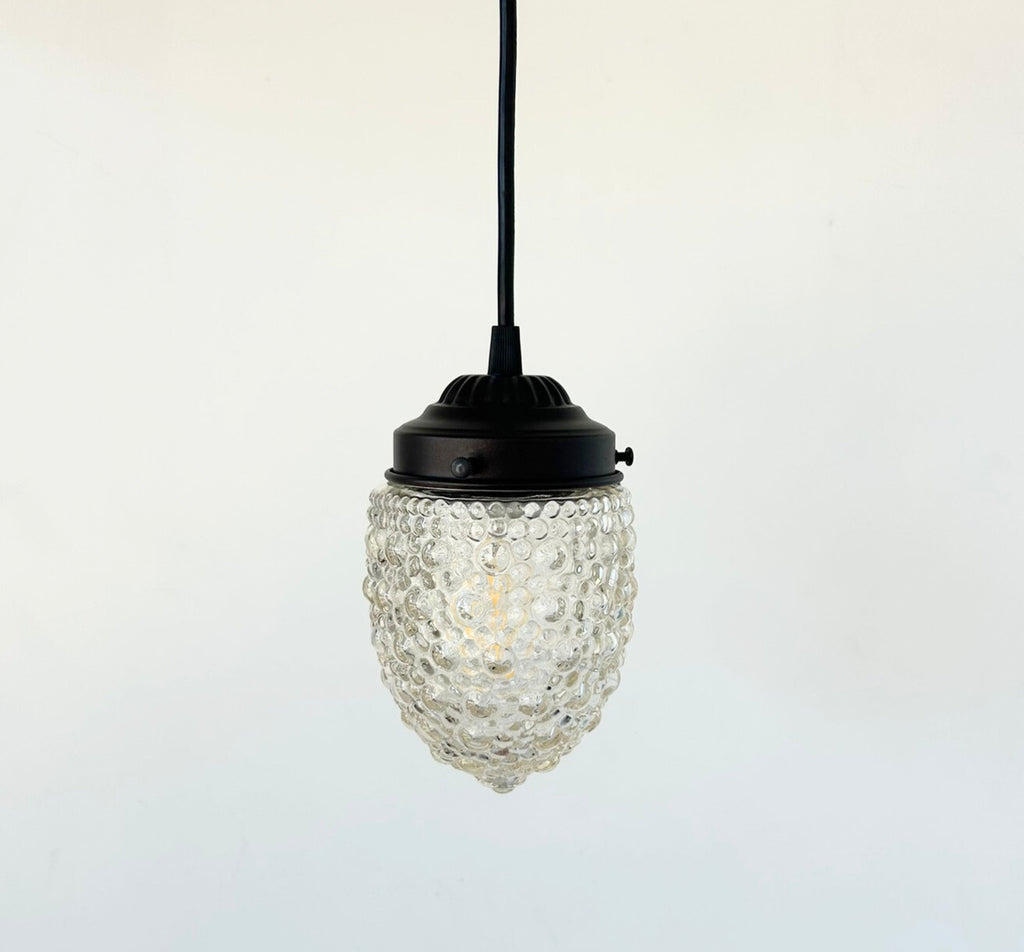 Antique Style Torpedo Tinted Teardrop Hobnail Pendant