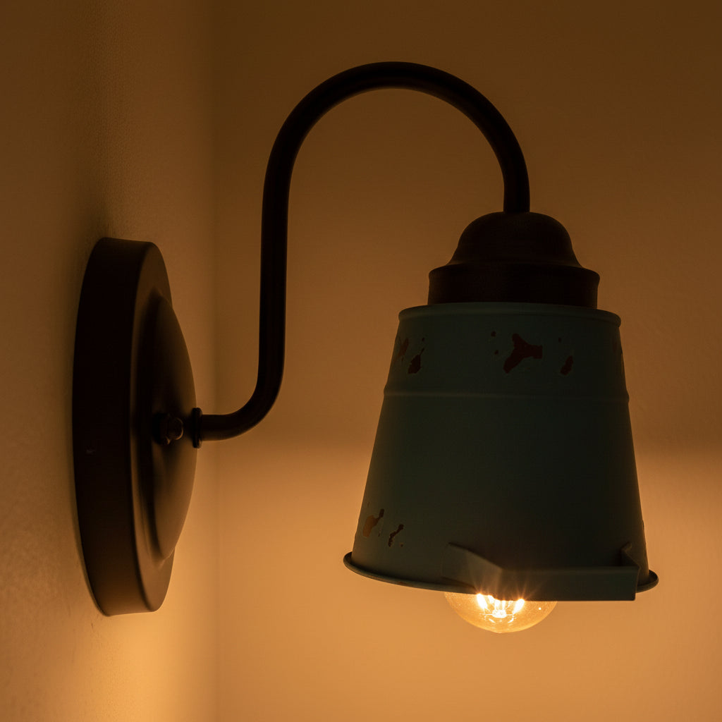 Distressed Rustic Blue Farmhouse Wall Sconce
