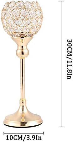 Gold Crystal Tealight Candle Holders Set for Decor