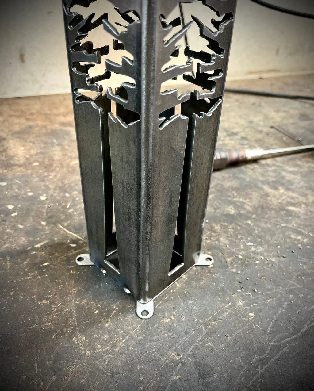 4-Sided Night Sky Pine Tree Solar Pillar