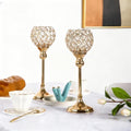 Gold Crystal Tealight Candle Holders Set for Decor