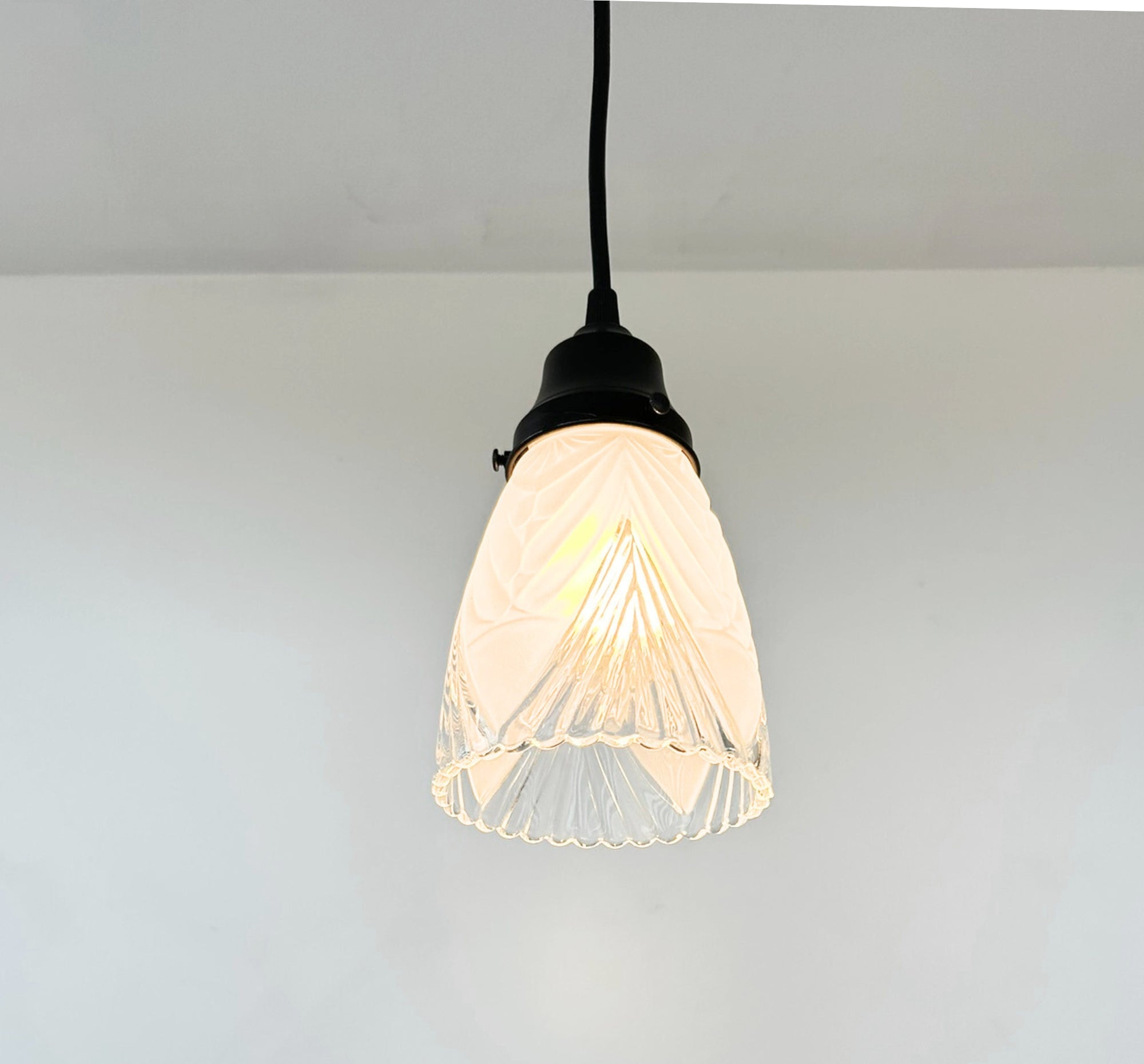 Clear And Frost Fan Ribbed Scallop Pendant Light Wall Sconce