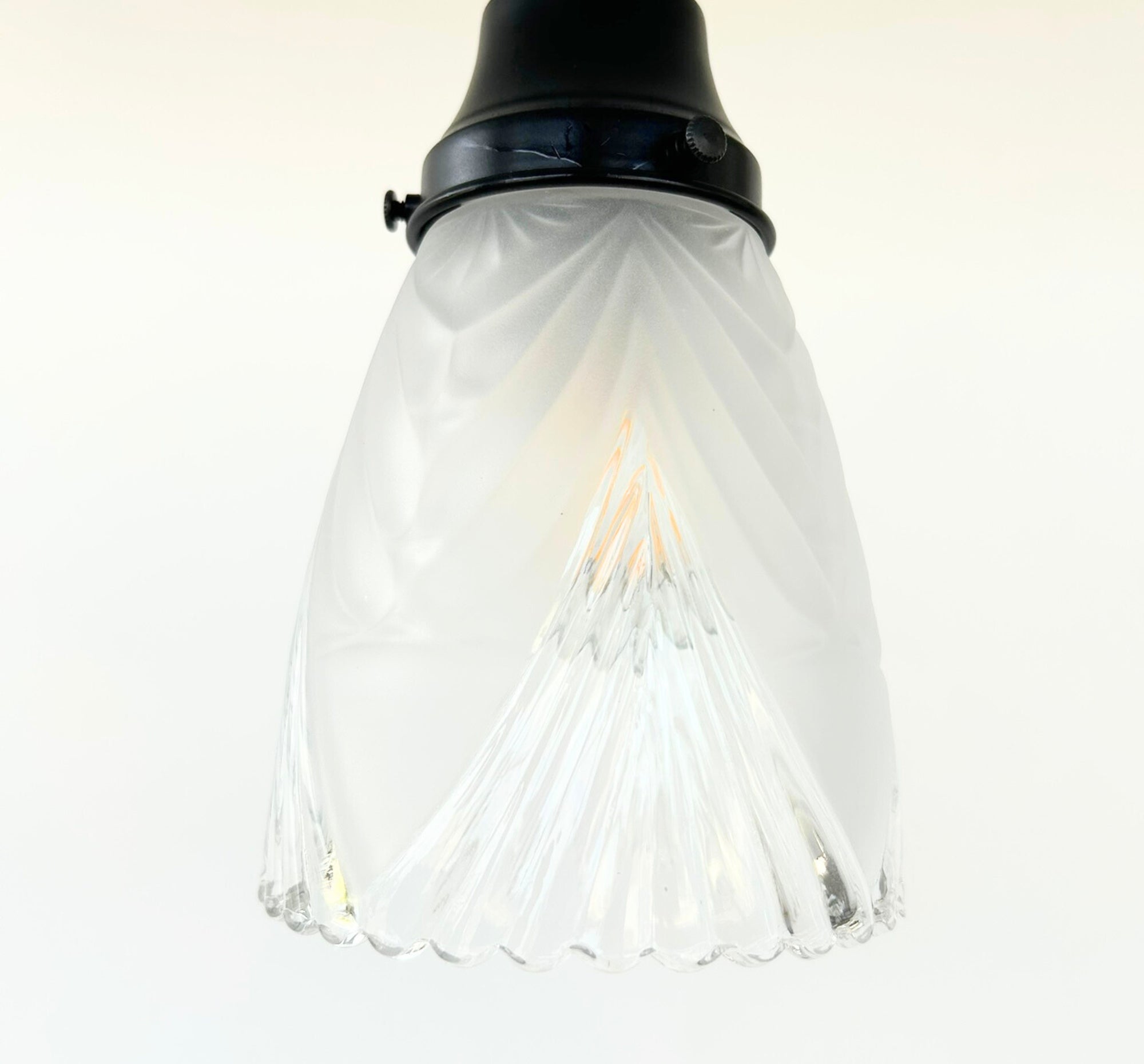 Clear And Frost Fan Ribbed Scallop Pendant Light Wall Sconce