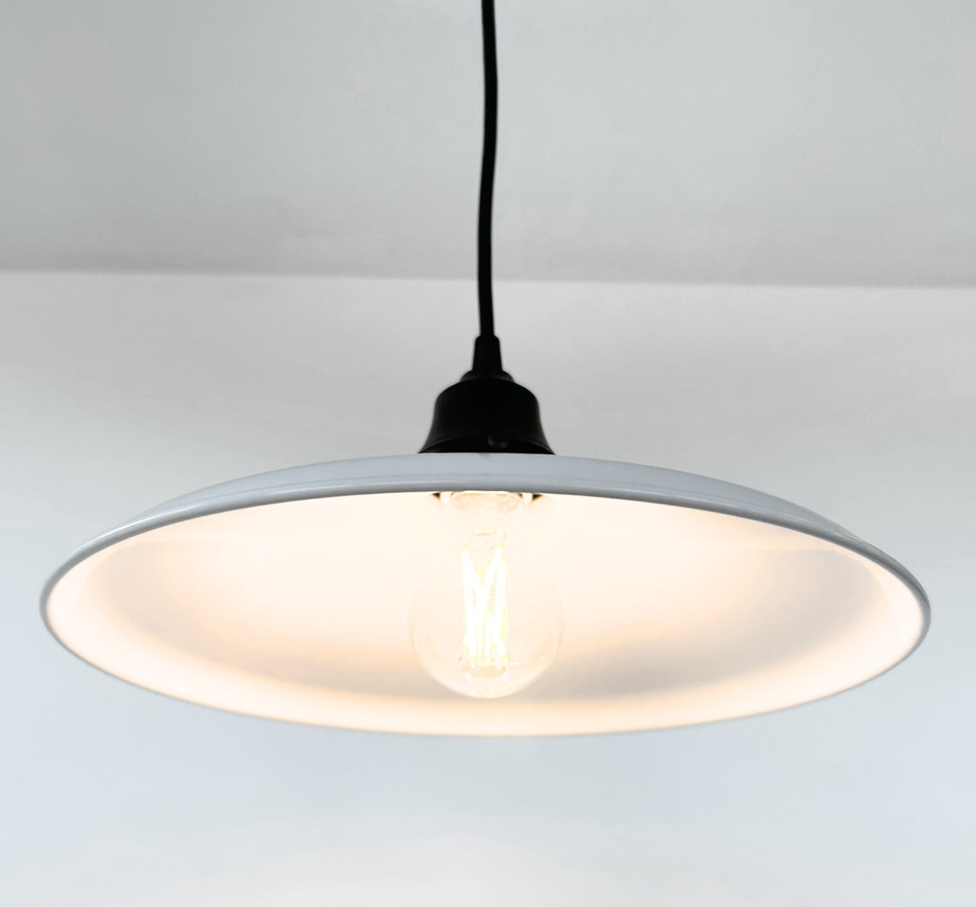 White Enamel Barn Pendant Light Farmhouse Industrial Ceiling Fixture