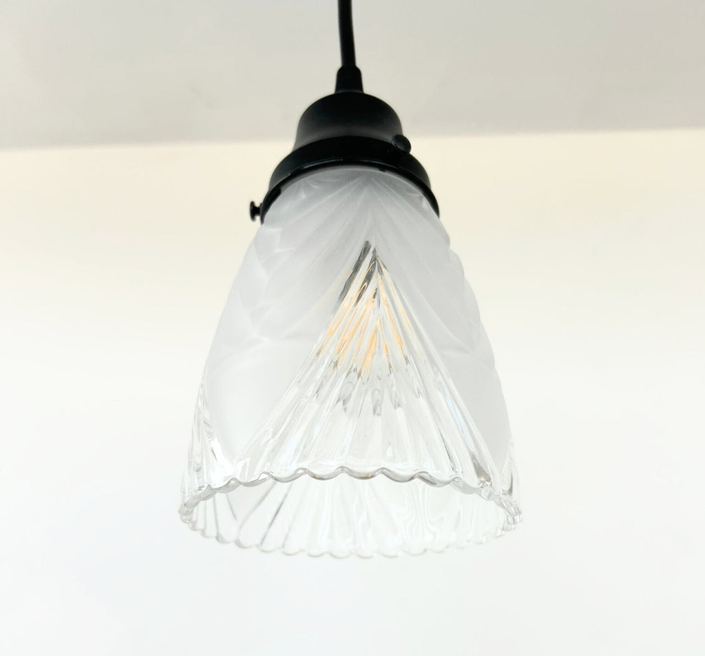 Clear And Frost Fan Ribbed Scallop Pendant Light Wall Sconce