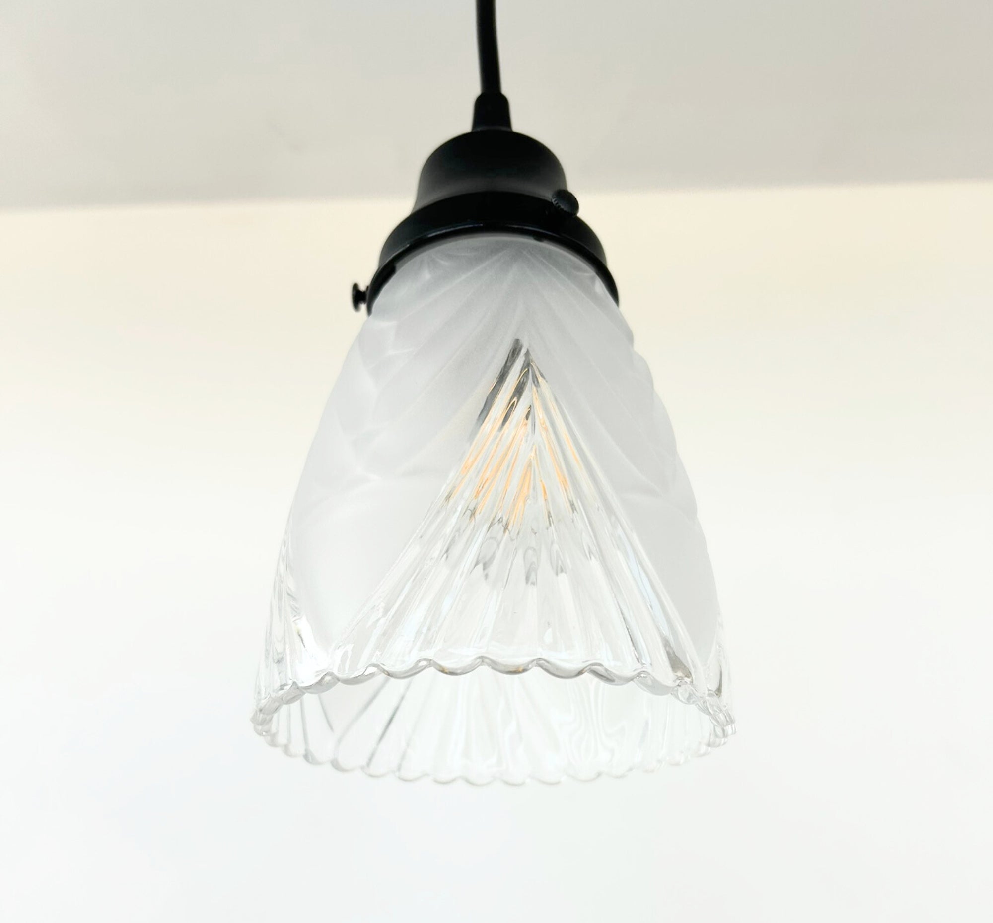 Clear And Frost Fan Ribbed Scallop Pendant Light Wall Sconce