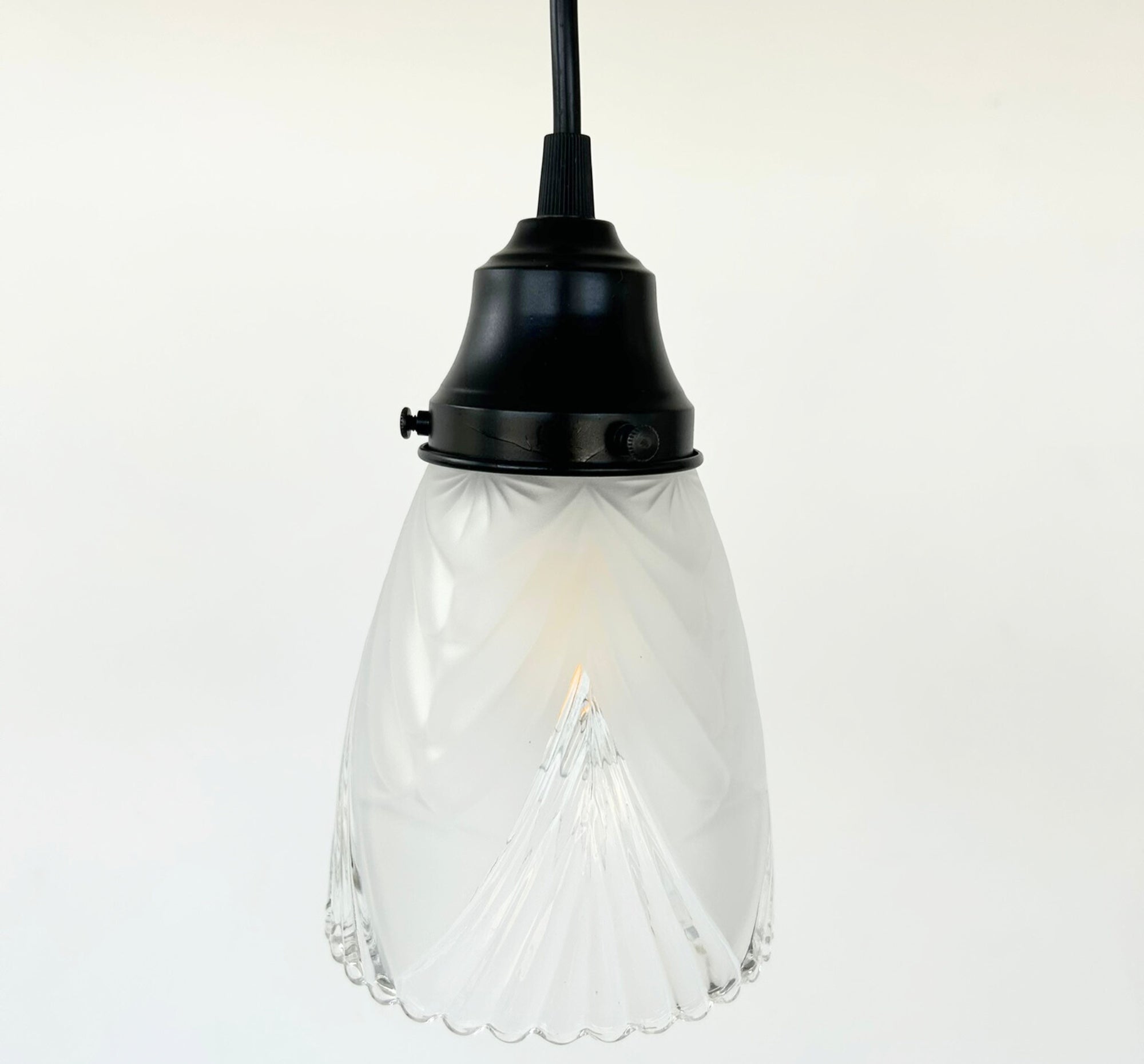 Clear And Frost Fan Ribbed Scallop Pendant Light Wall Sconce
