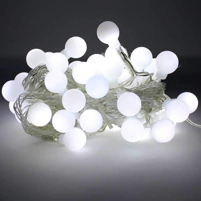 Frosted Globe 100 LED String Light Bulb with connector - White