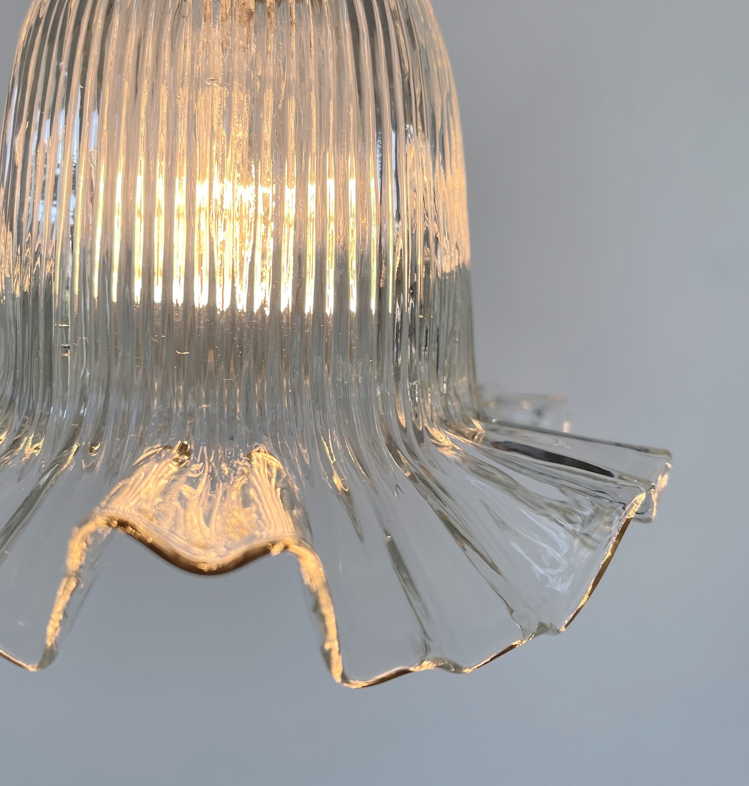 Antique Holophane Ruffled Glass Pendant