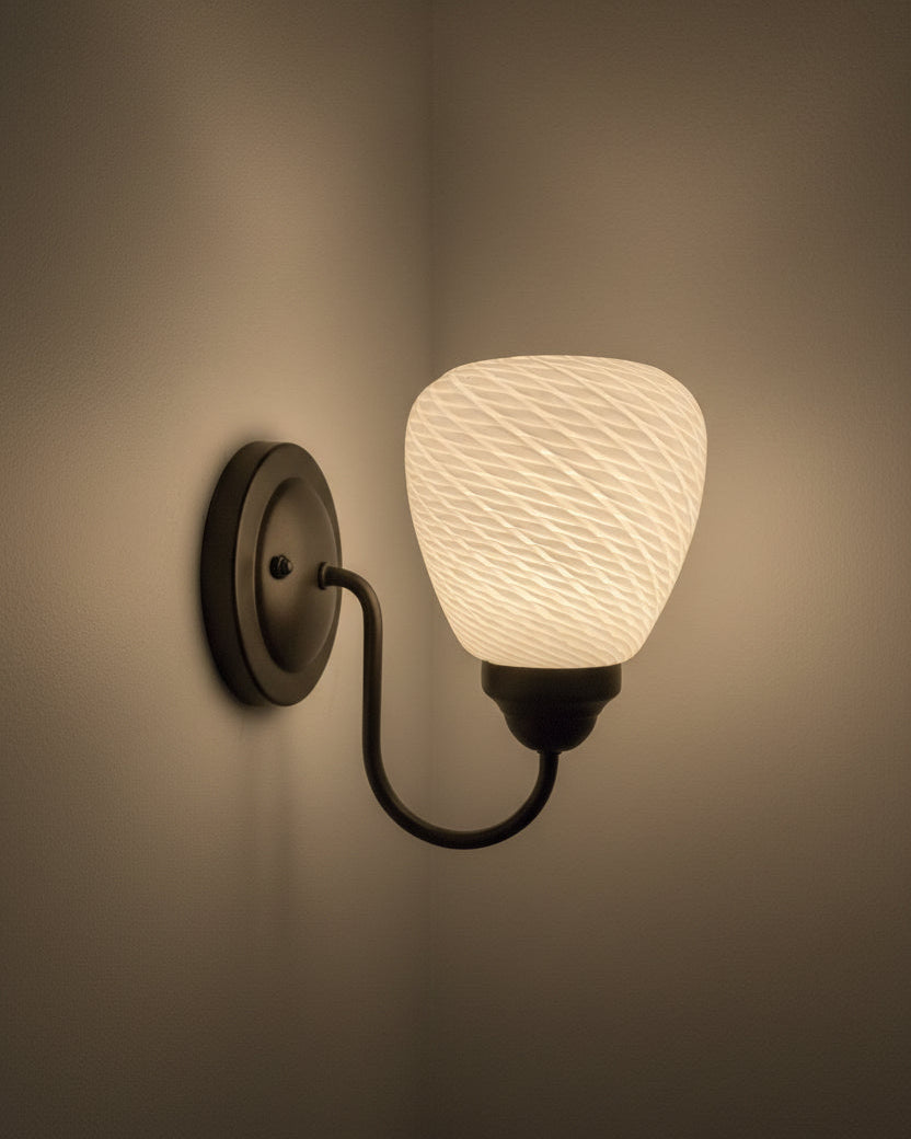 Retro Ribbon Milk Glass Sconce