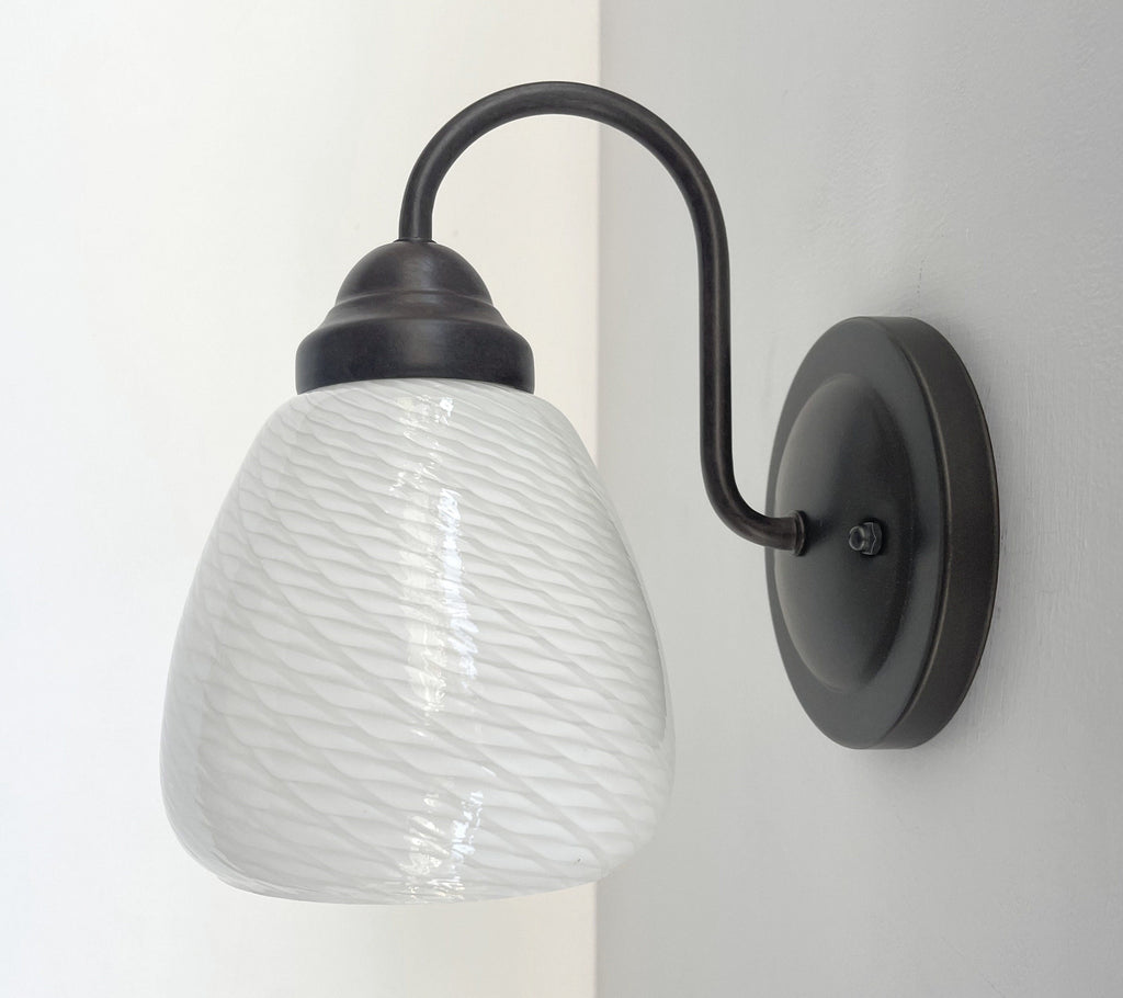 Retro Ribbon Milk Glass Sconce