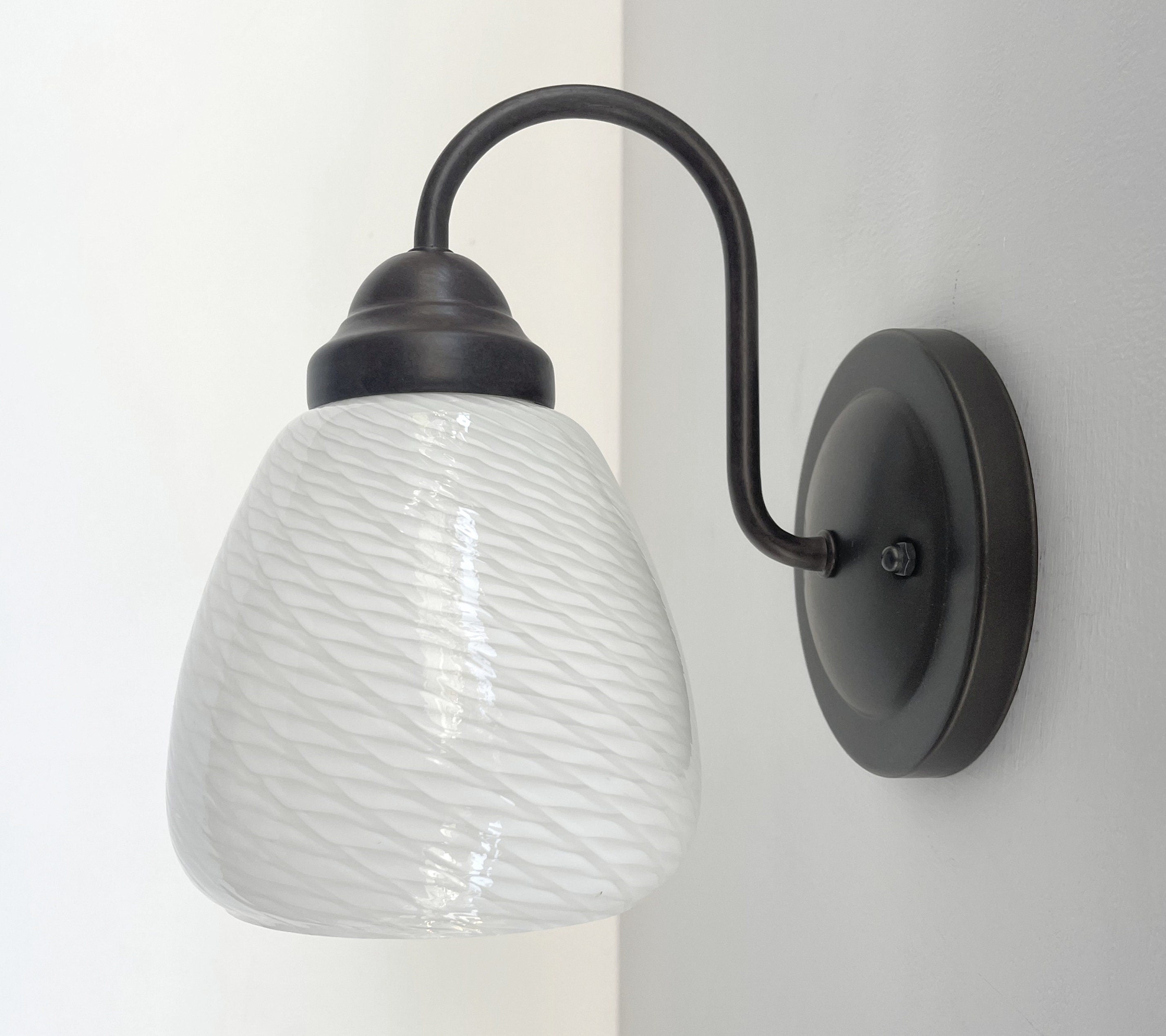 Retro Ribbon Milk Glass Sconce