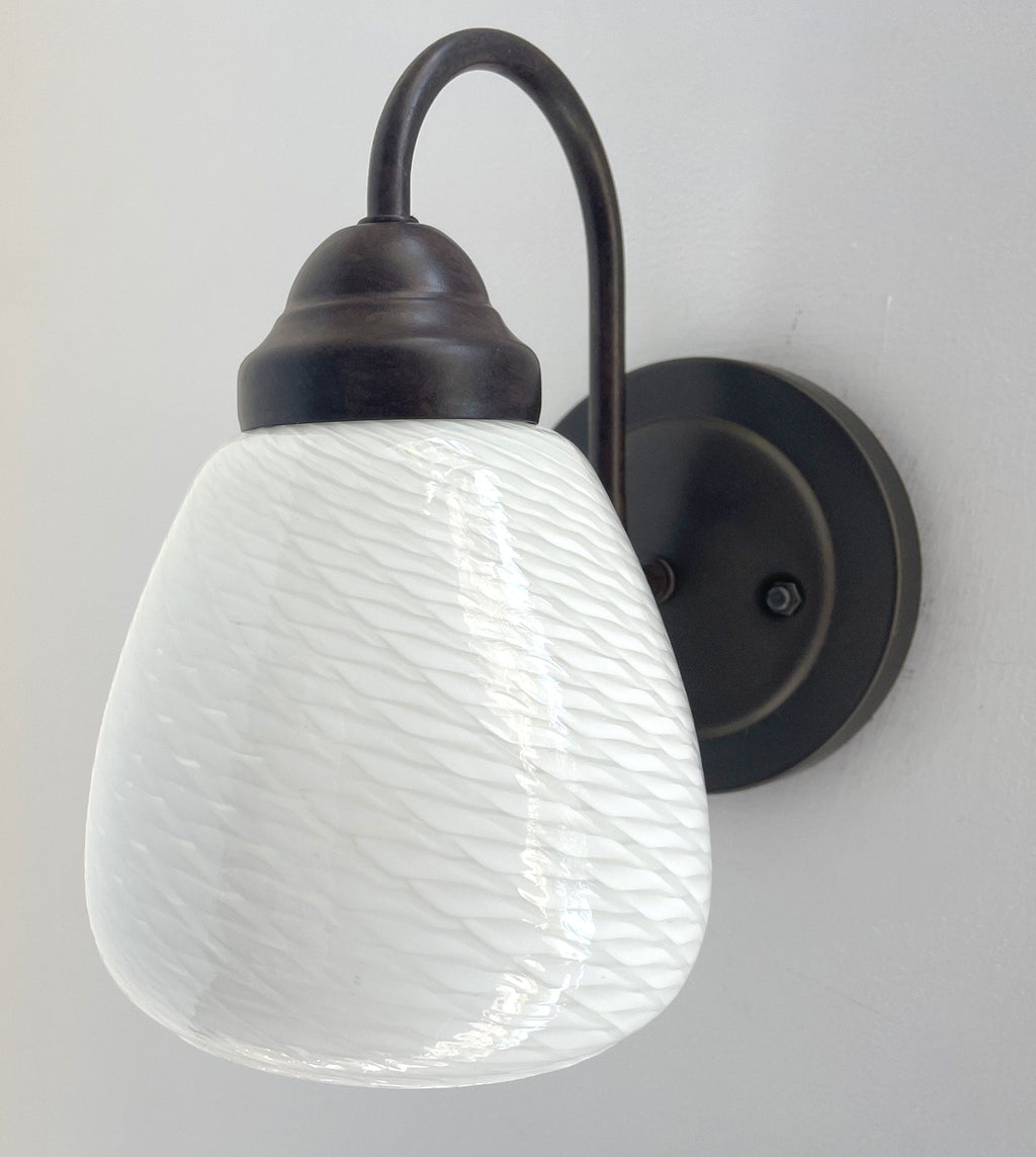 Retro Ribbon Milk Glass Sconce