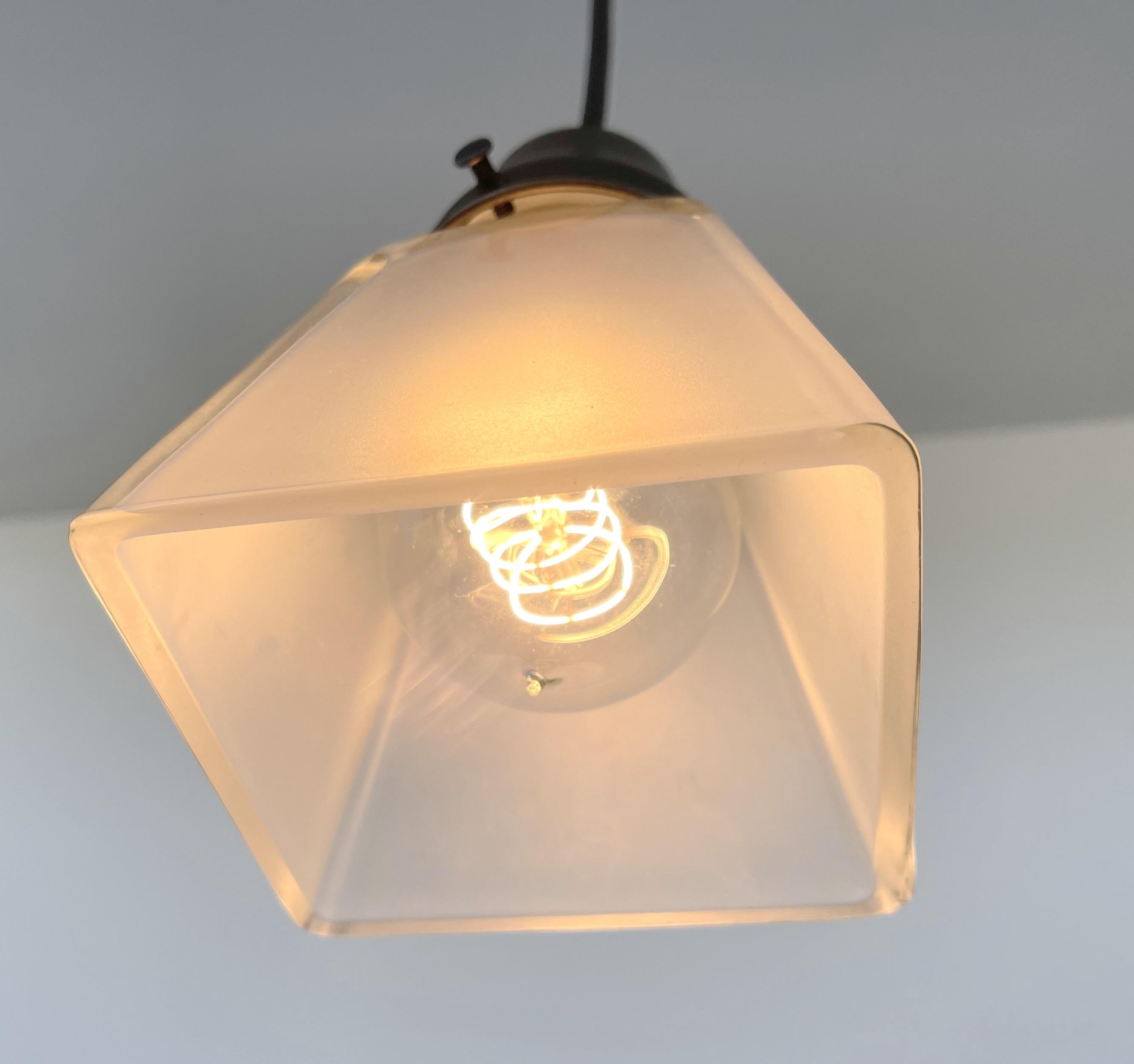 Vintage Frosted Square 1960s Pendant