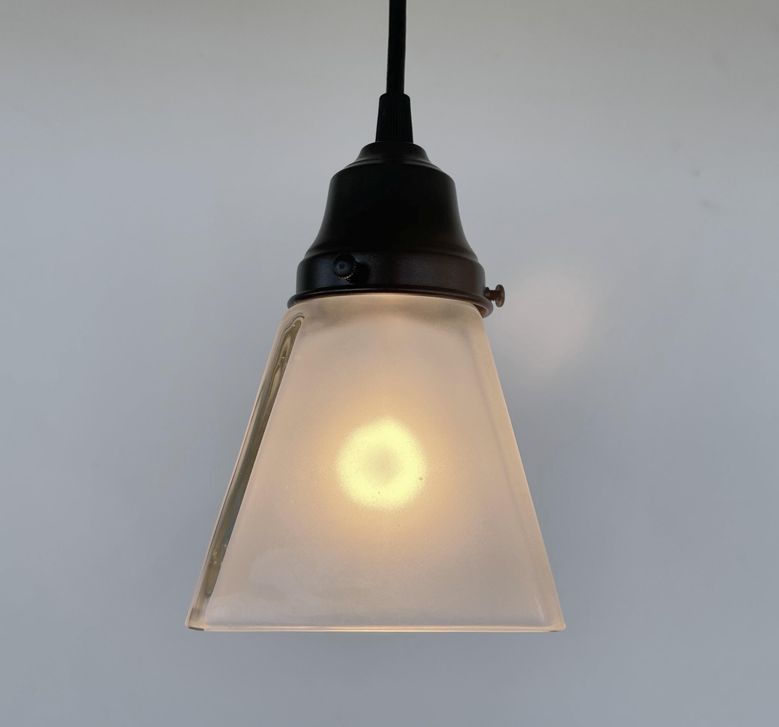 Vintage Frosted Square 1960s Pendant