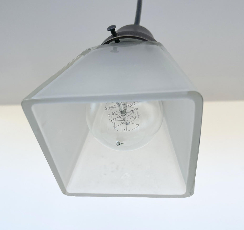 Vintage Frosted Square 1960s Pendant