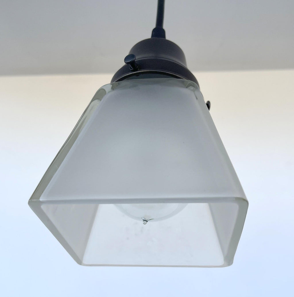 Vintage Frosted Square 1960s Pendant