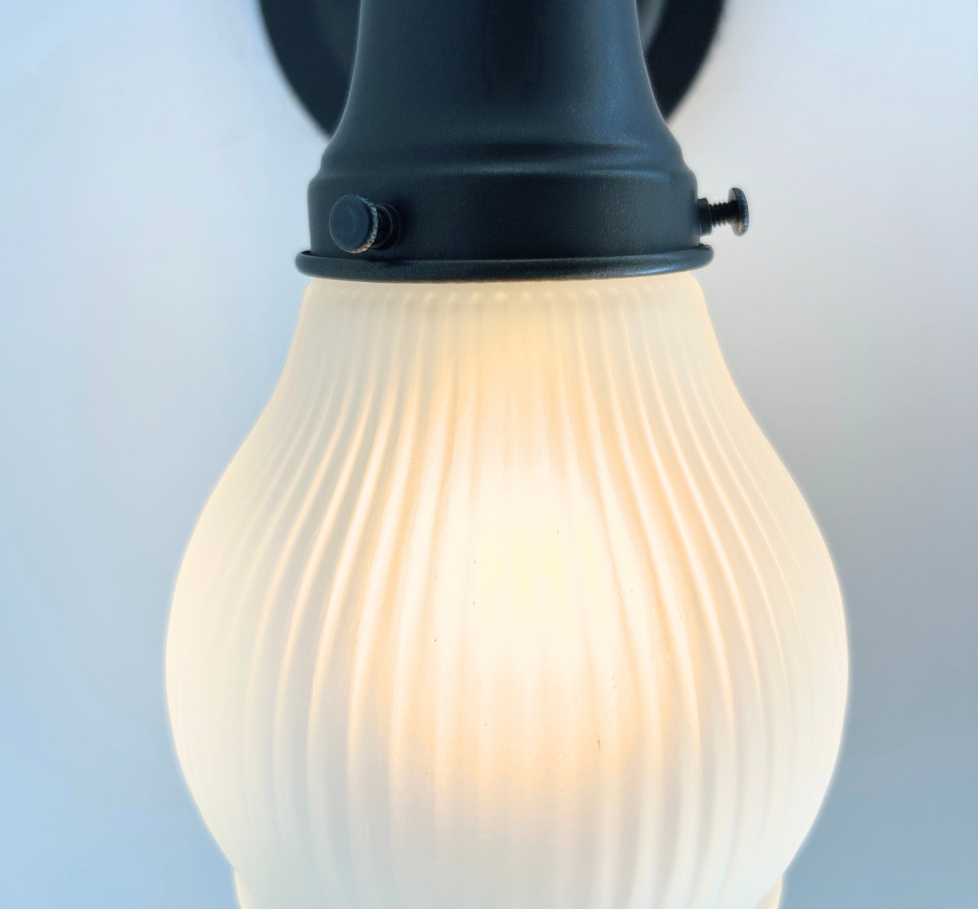 Holophane Fluted Pear Frosted Glass Sconce