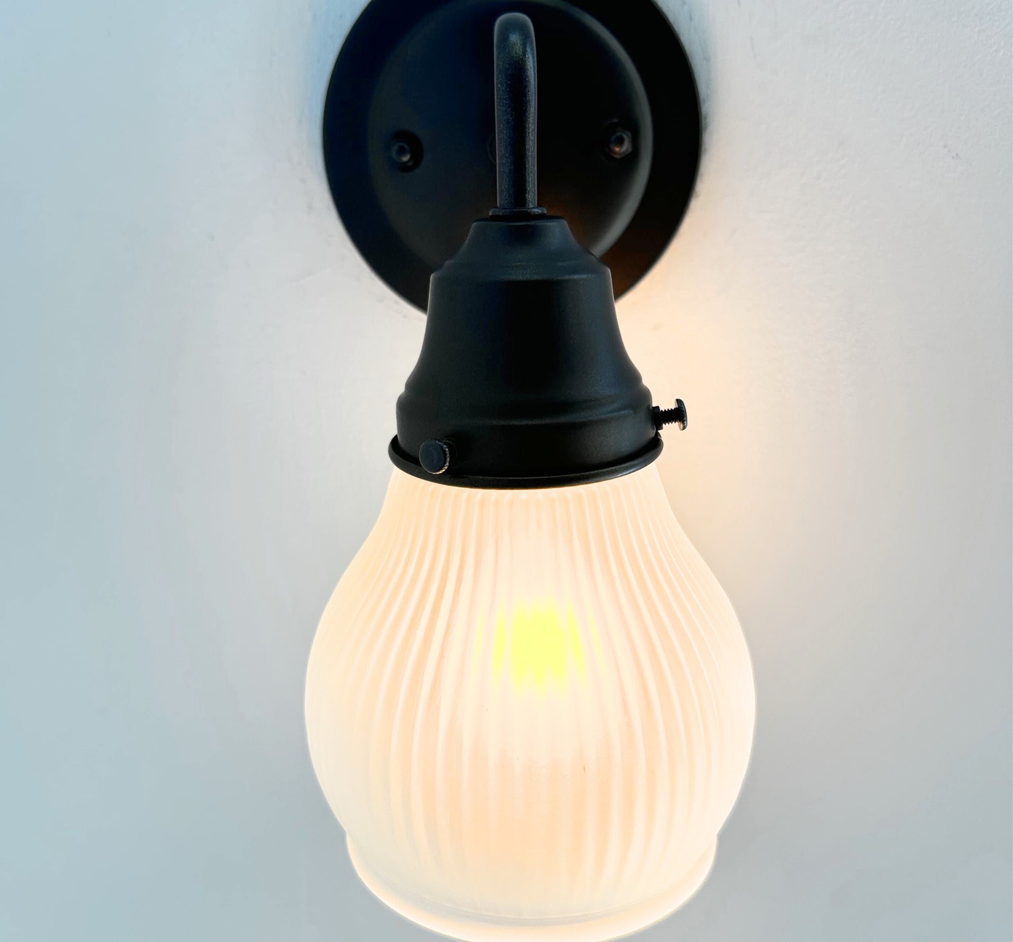 Holophane Fluted Pear Frosted Glass Sconce