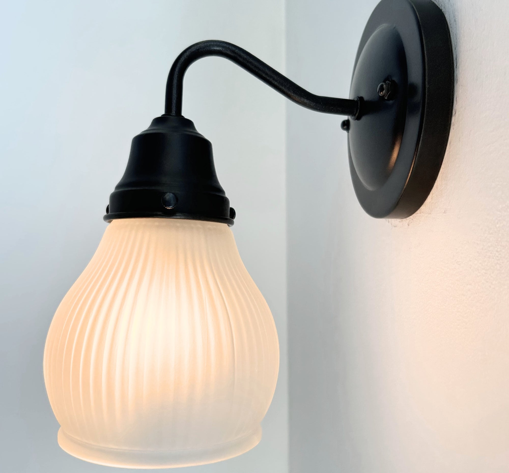 Holophane Fluted Pear Frosted Glass Sconce