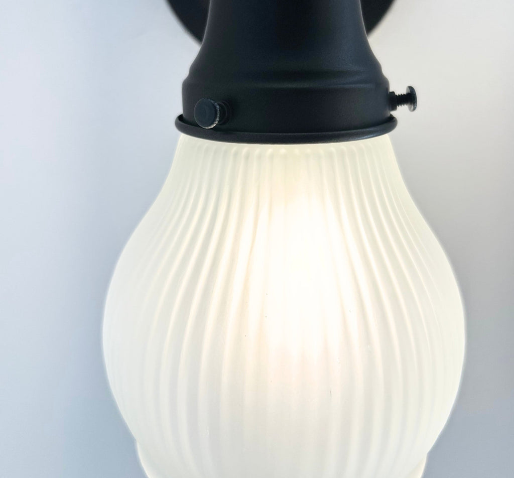 Holophane Fluted Pear Frosted Glass Sconce