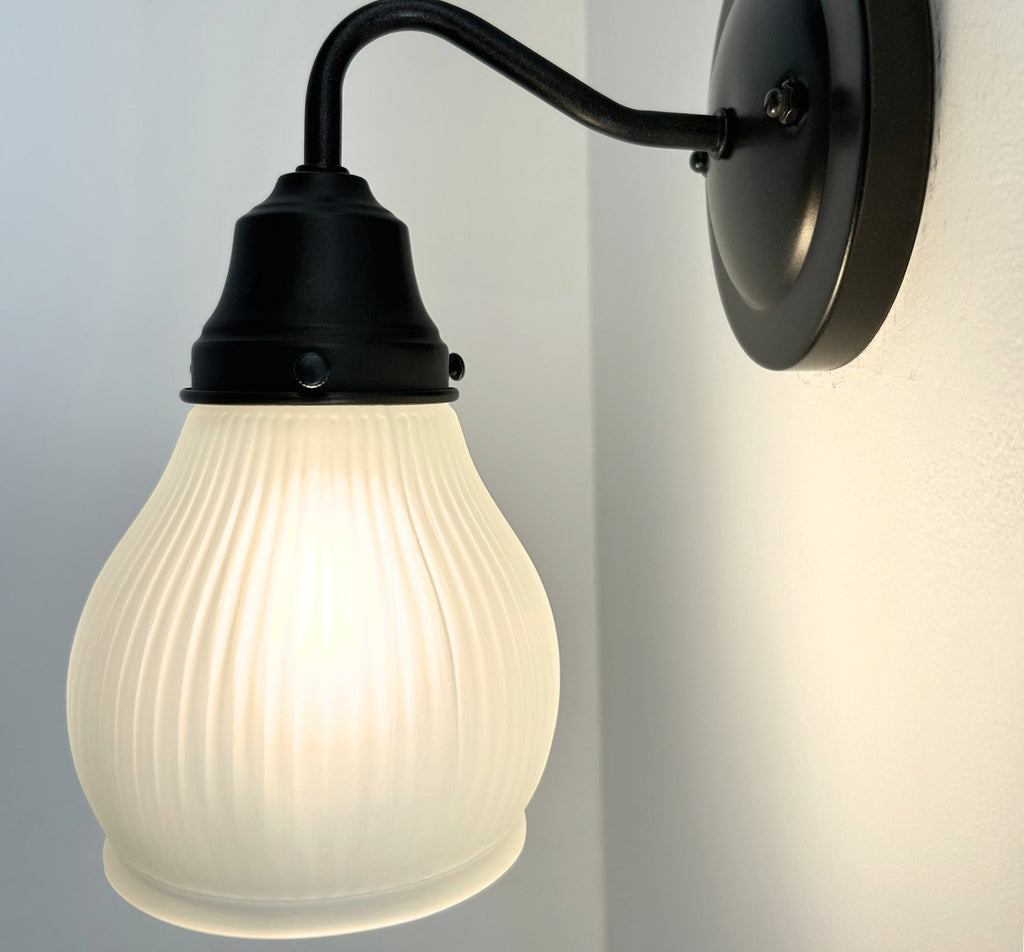 Holophane Fluted Pear Frosted Glass Sconce