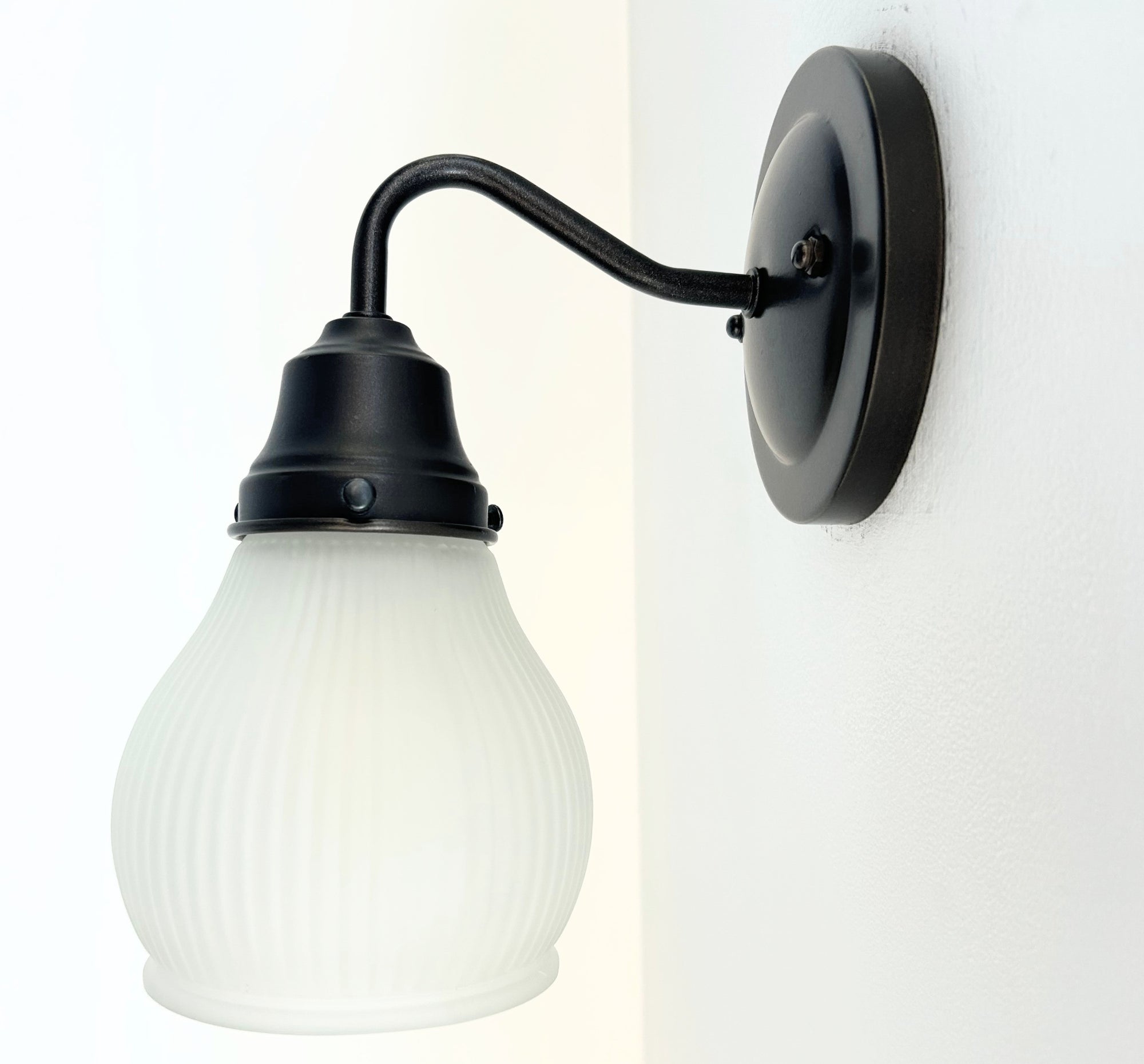 Holophane Fluted Pear Frosted Glass Sconce