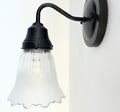 Scalloped Frost and Clear Delicate Hobnail Glass Wall Sconce