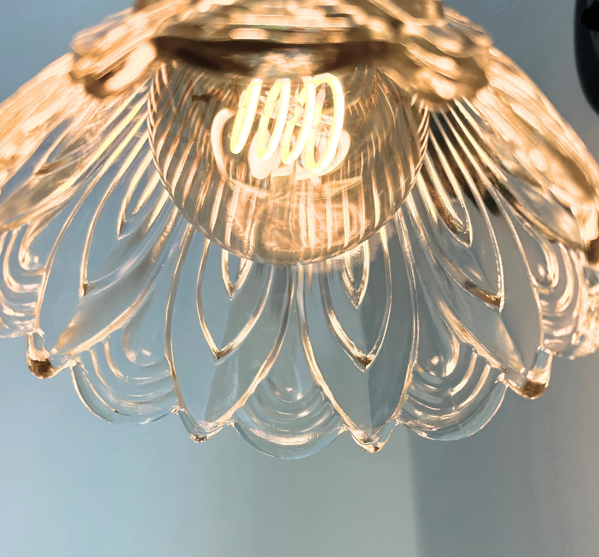 Art Deco Clear Pressed Glass Tulip Sconce