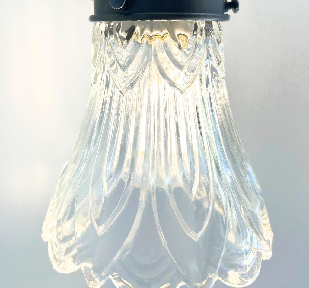Art Deco Clear Pressed Glass Tulip Sconce