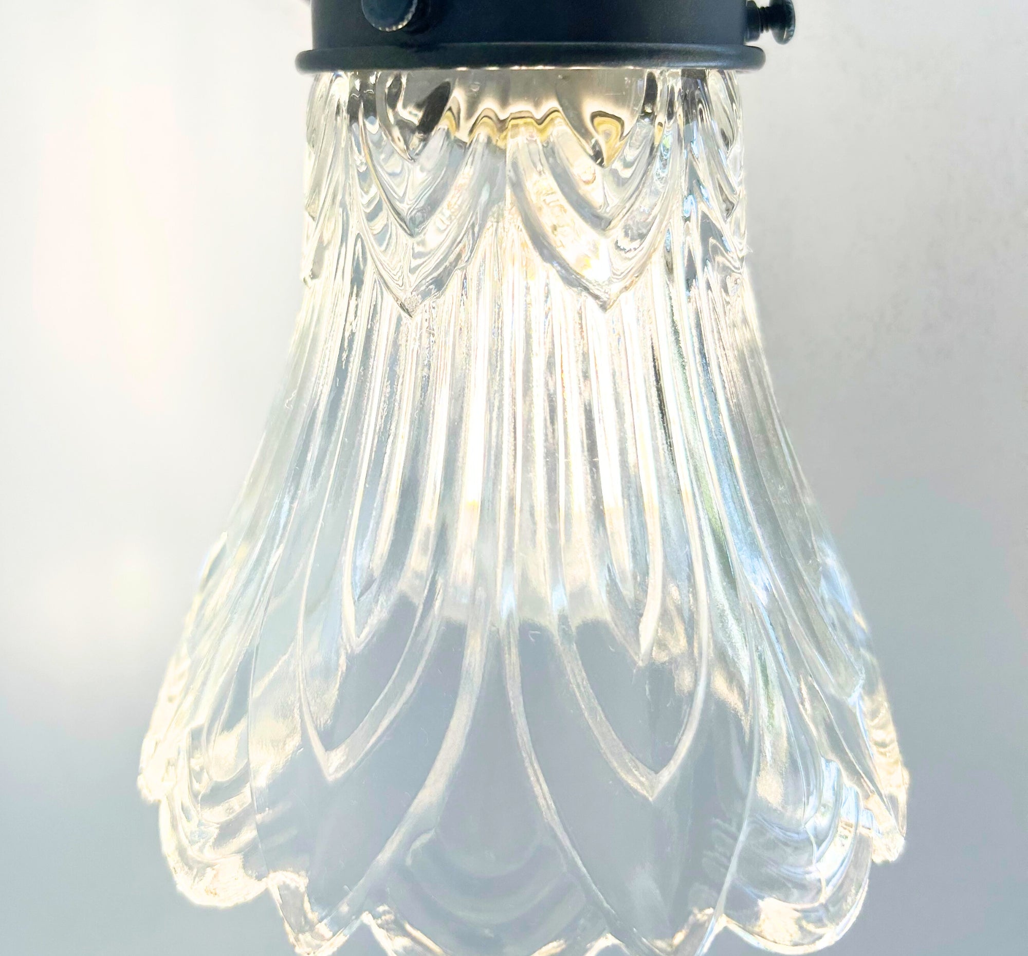 Art Deco Clear Pressed Glass Tulip Sconce