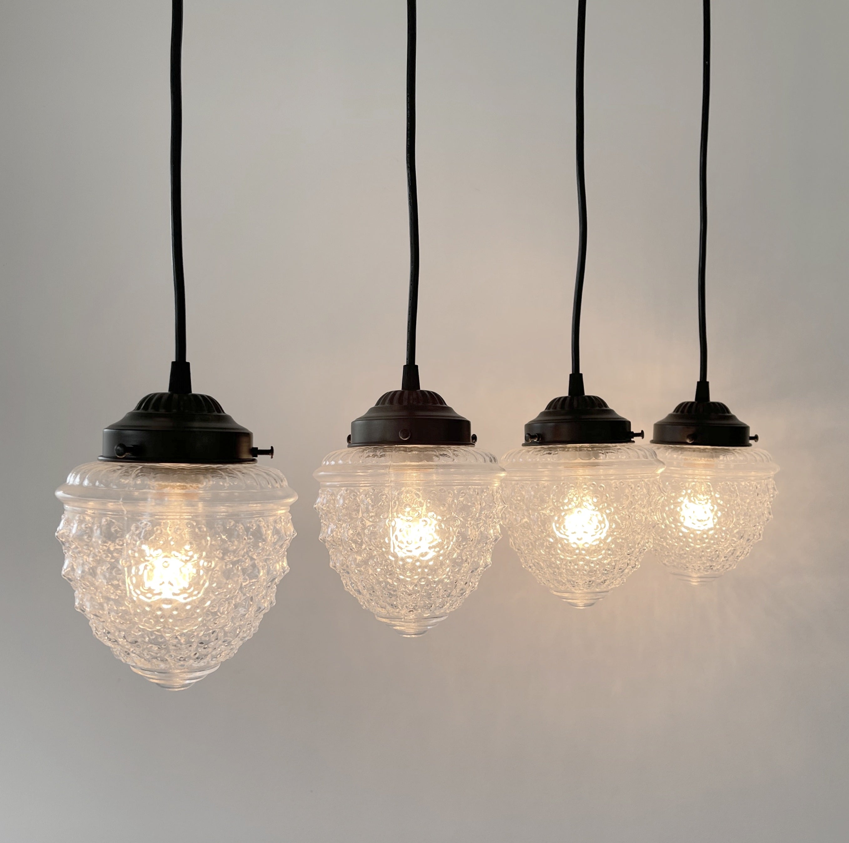 Antique Glass Rectangular Dining Pendant Light