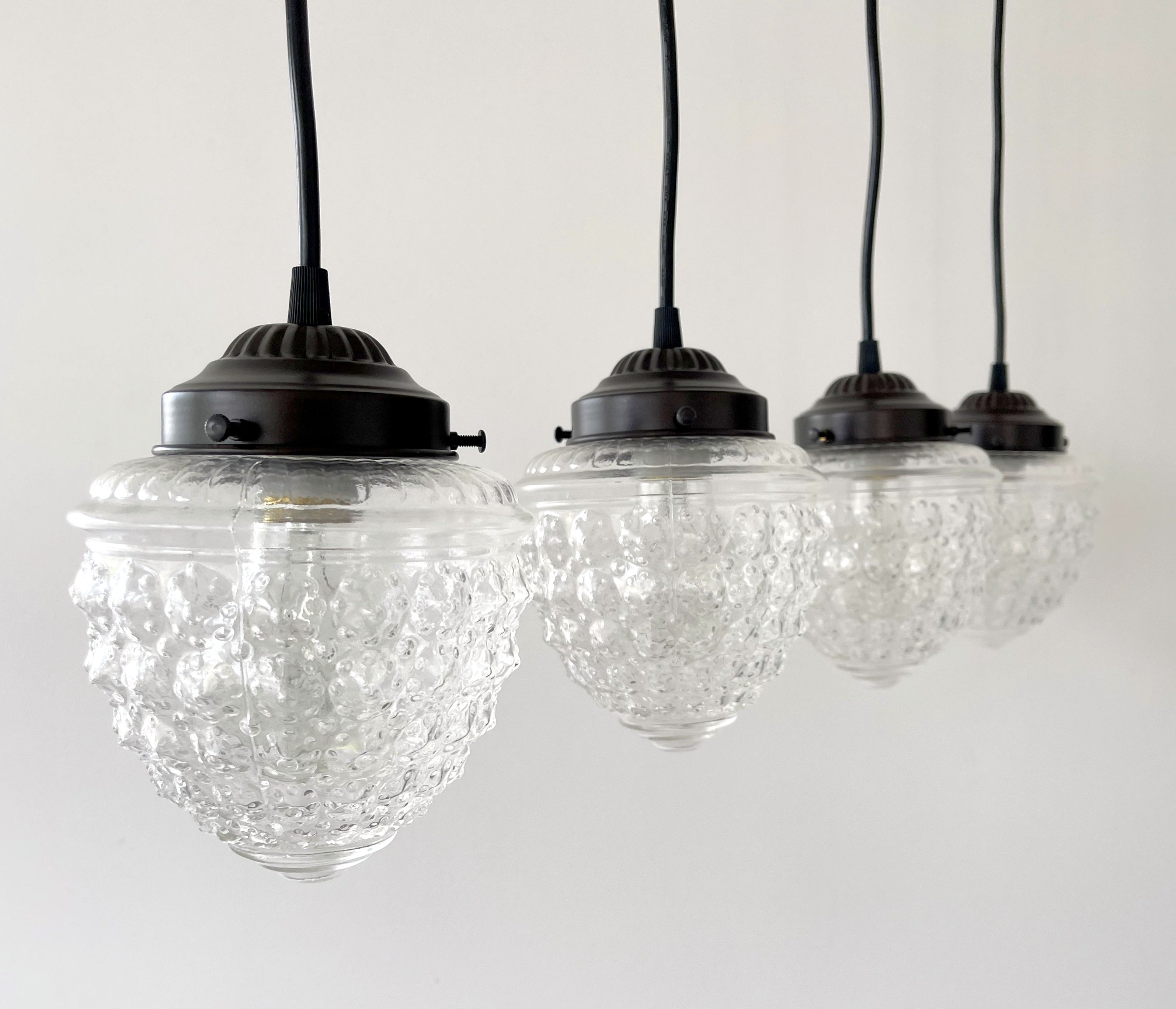 Antique Glass Rectangular Dining Pendant Light