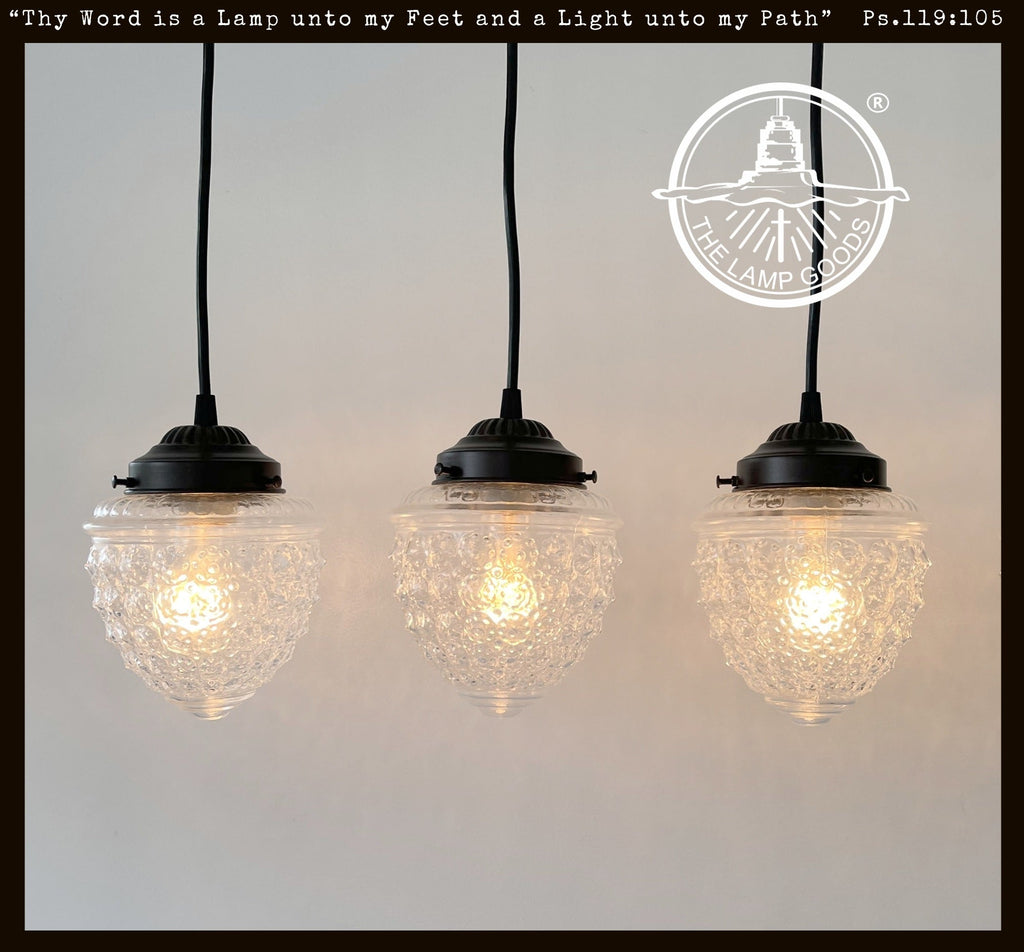 Antique Glass Rectangular Dining Pendant Light