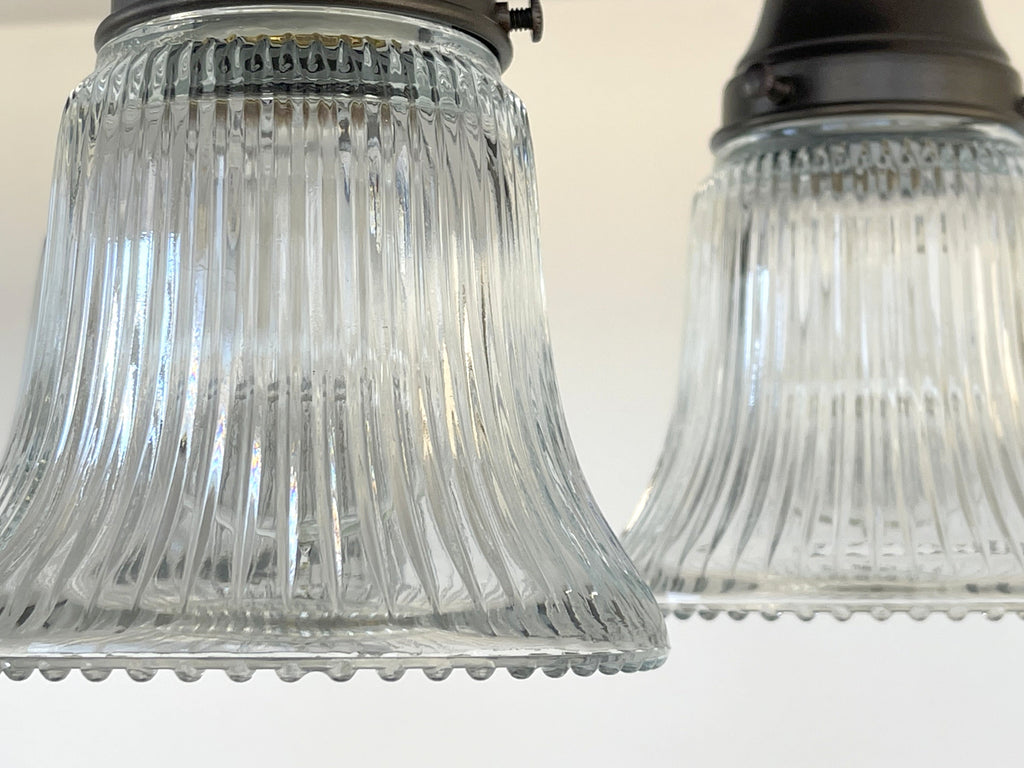 Antique Holophane 1960s Clear Glass Ceiling Light