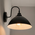 Large Black Enamel Farmhouse Wall Sconce Lighting