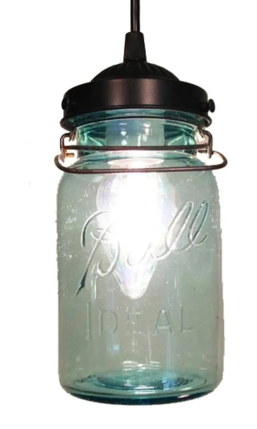 Vintage Blue Mason Jar Pendant