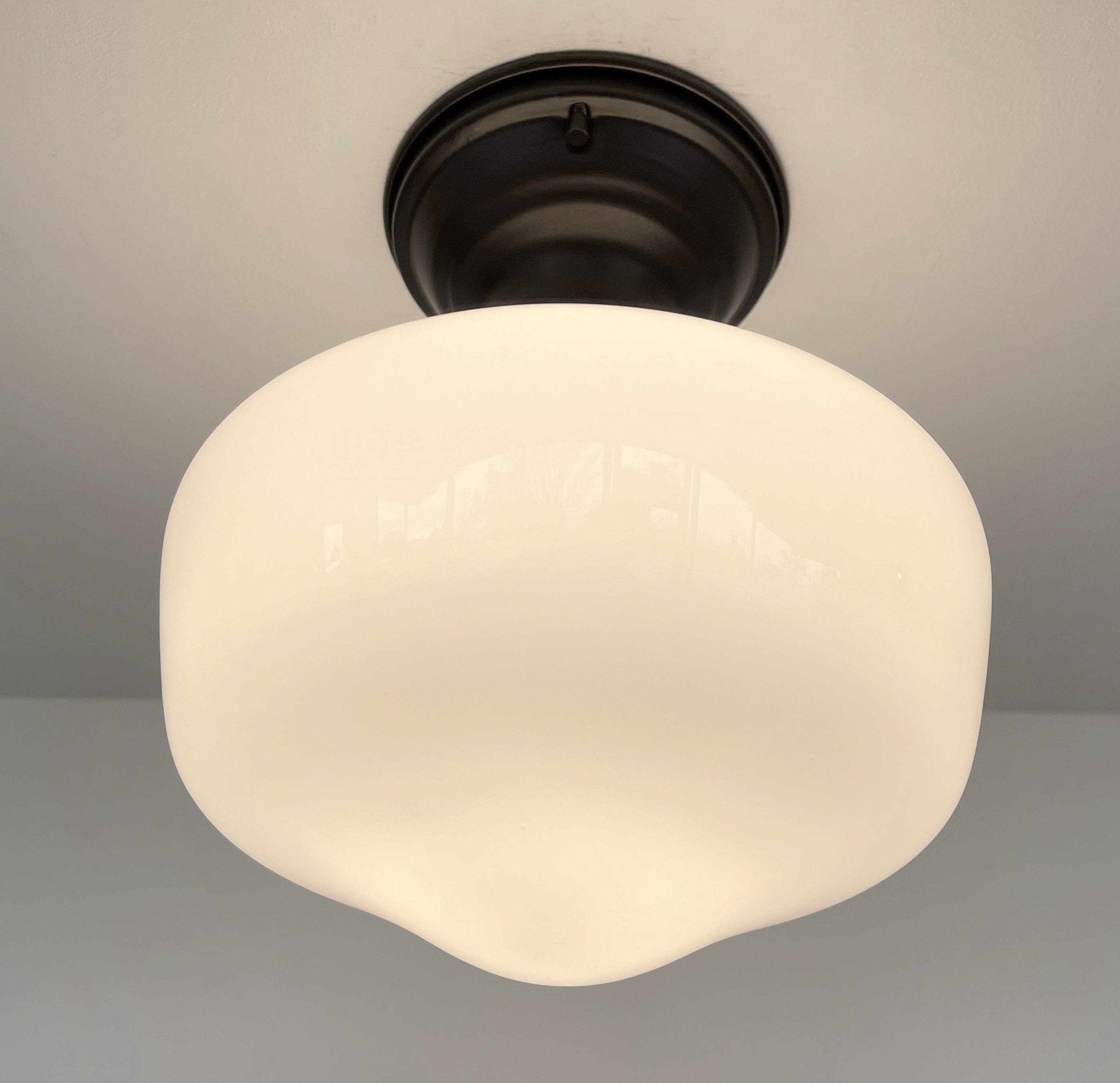 Modern Milk Glass Schoolhouse Ceiling Light 8"
