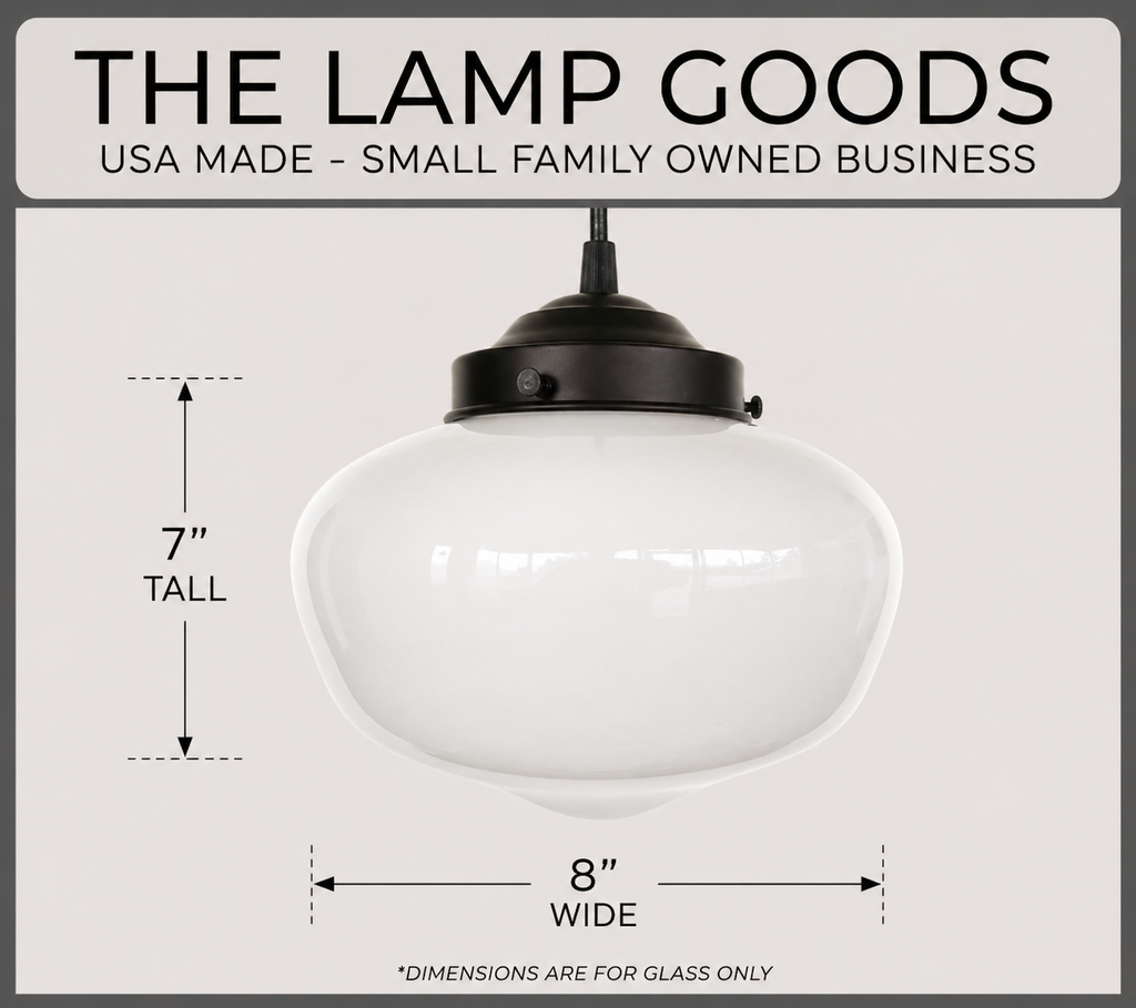 Modern Milk Glass Schoolhouse Pendant Light 8in