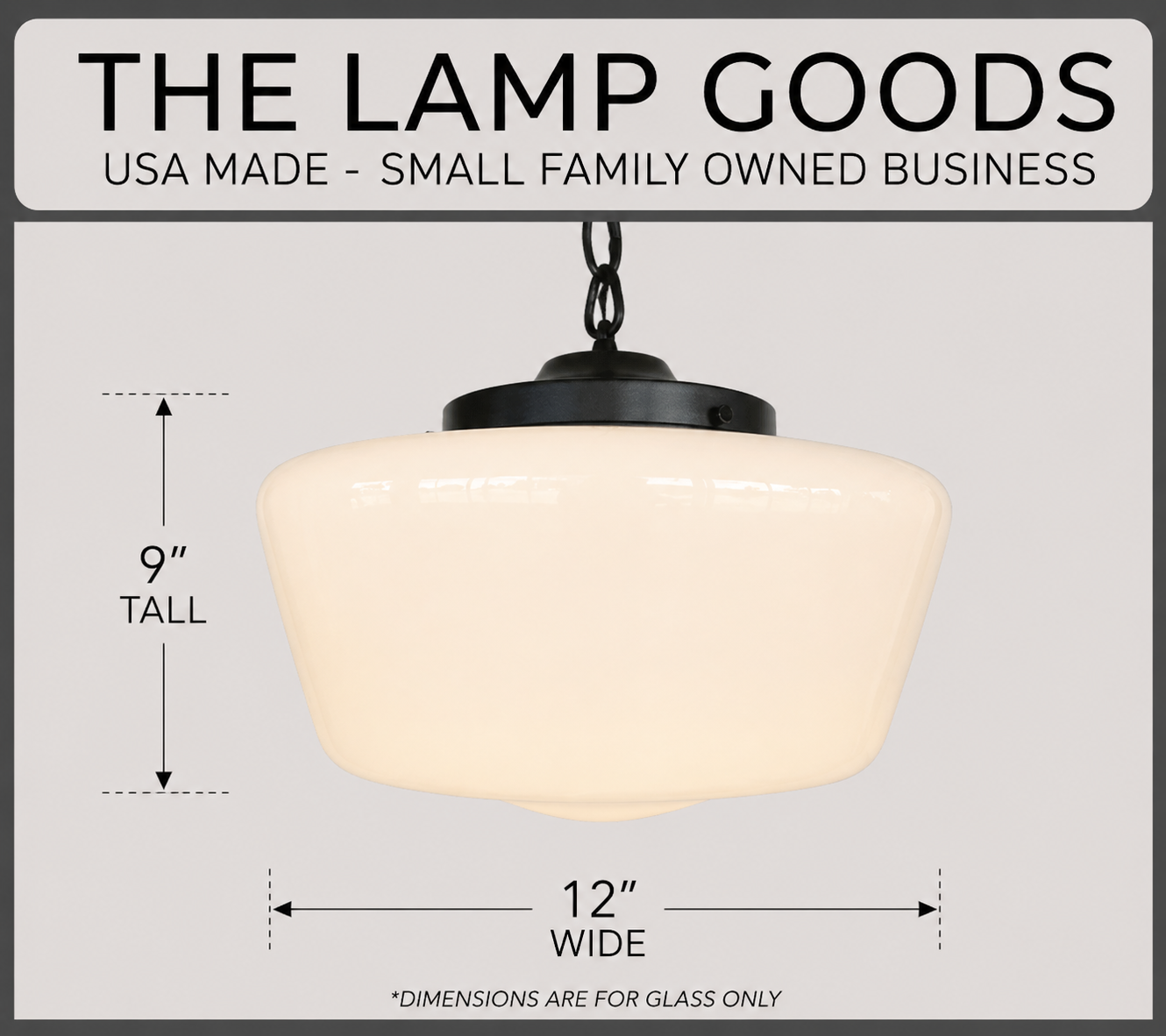 Large Antique Milk Glass Schoolhouse Pendant Light 12"