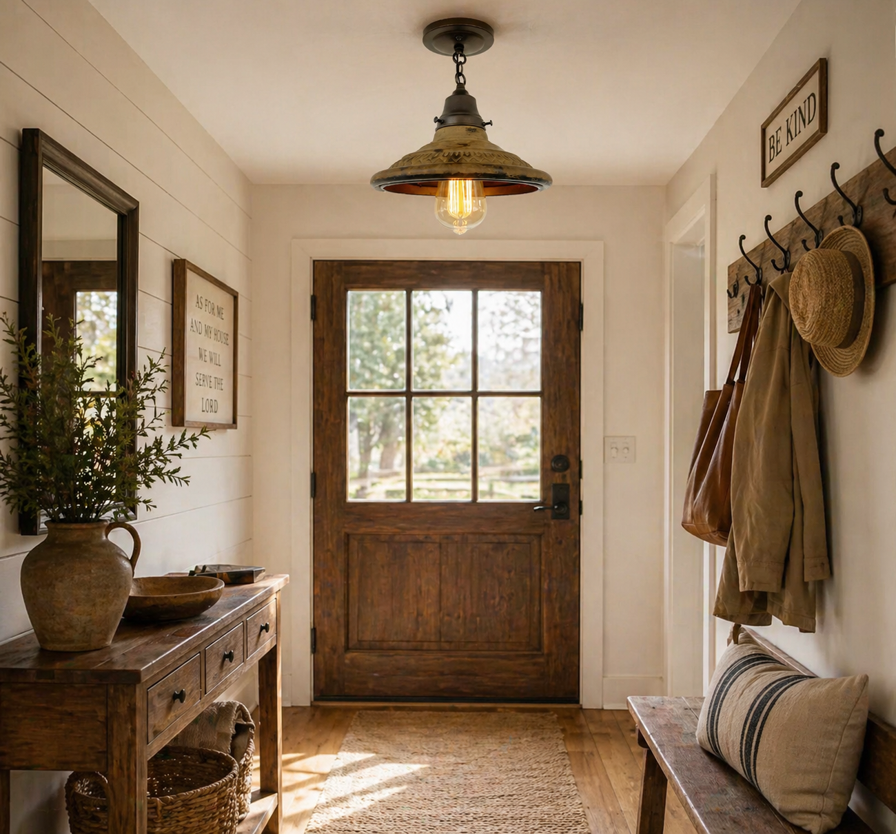 Rustic Industrial Farmhouse Ceiling Light Metal Flush Mount