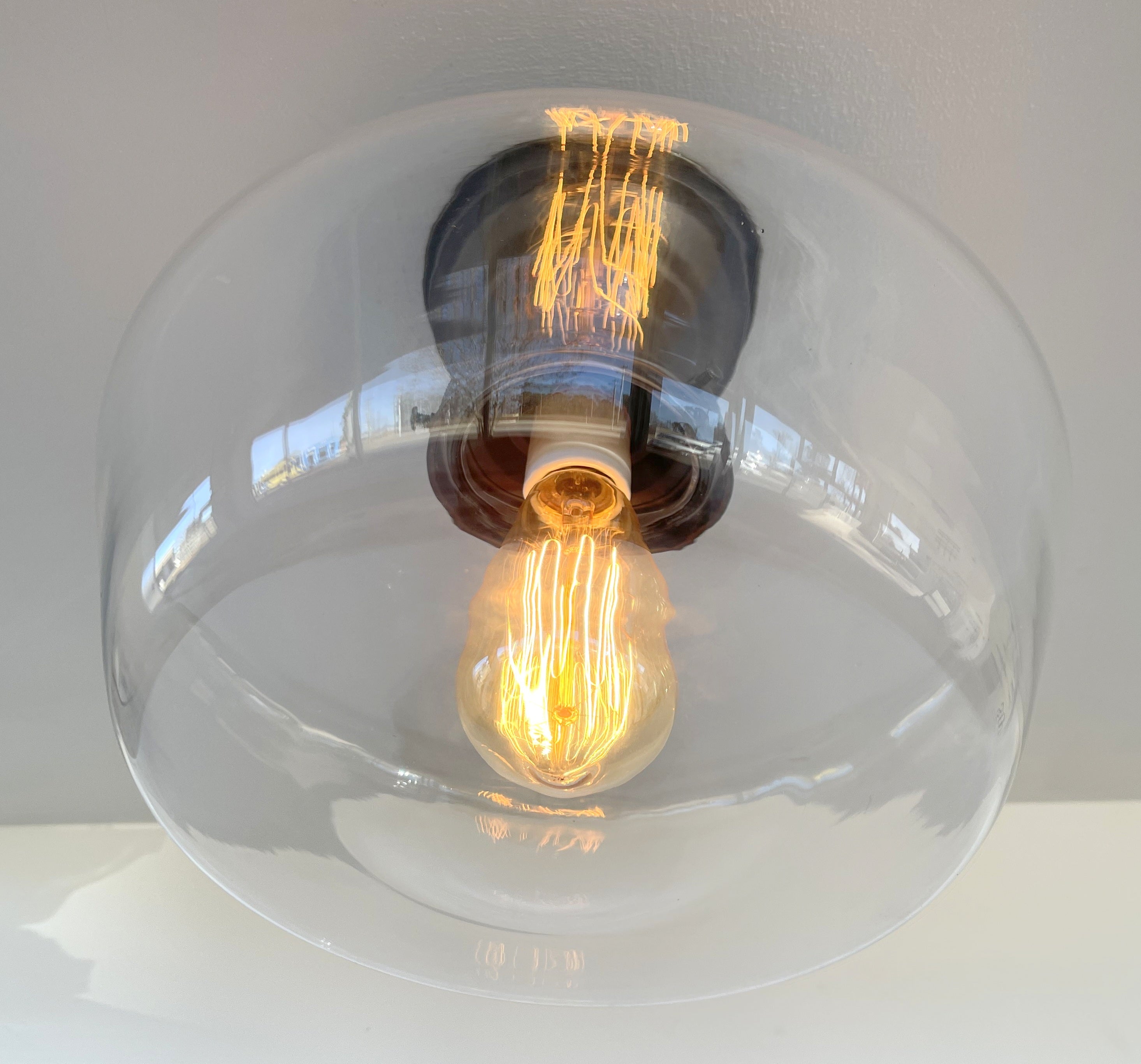 Large Clear Glass Schoolhouse Ceiling Light 12in