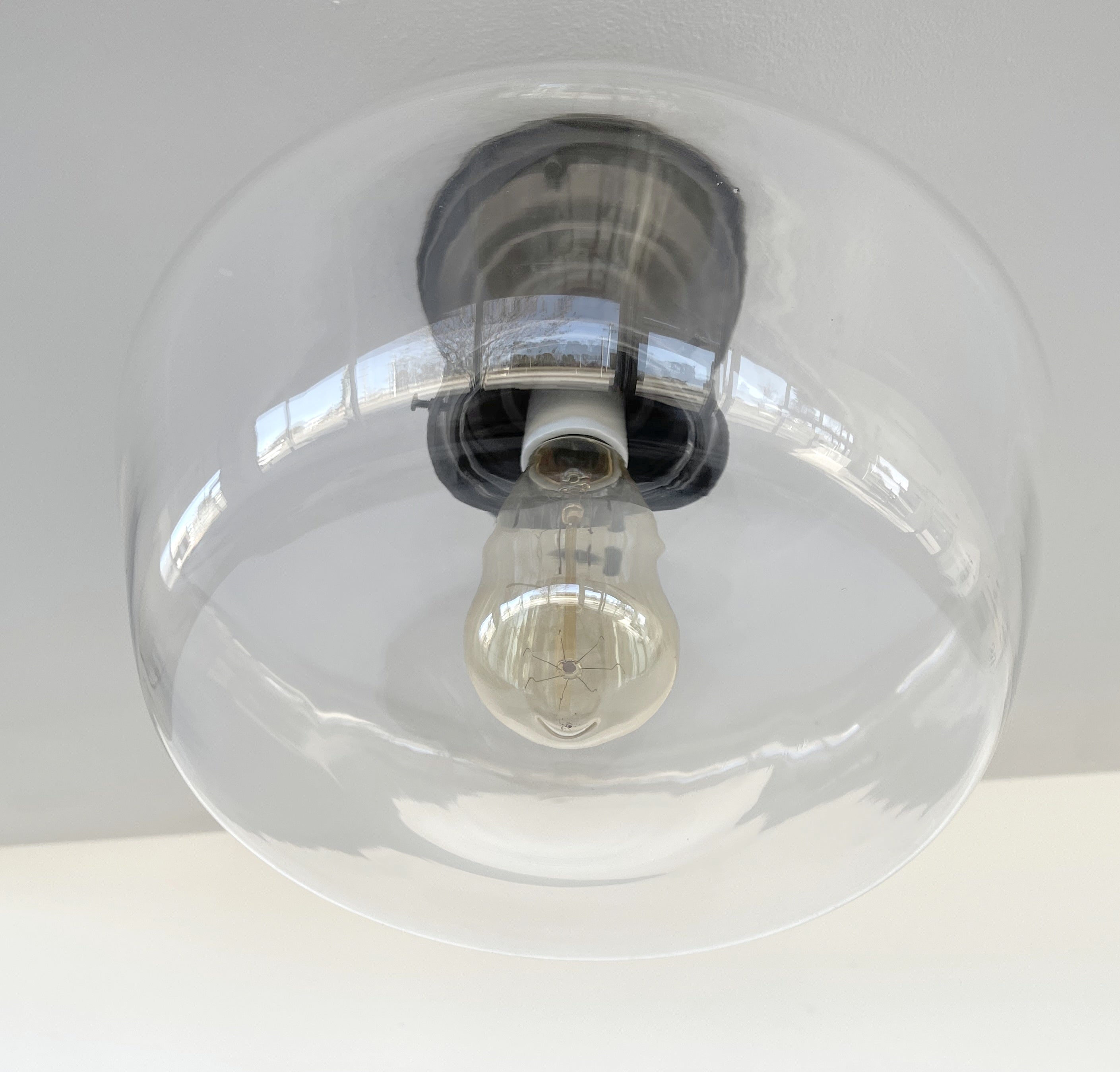 Large Clear Glass Schoolhouse Ceiling Light 12in