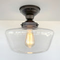 Large Clear Glass Schoolhouse Ceiling Light 12in